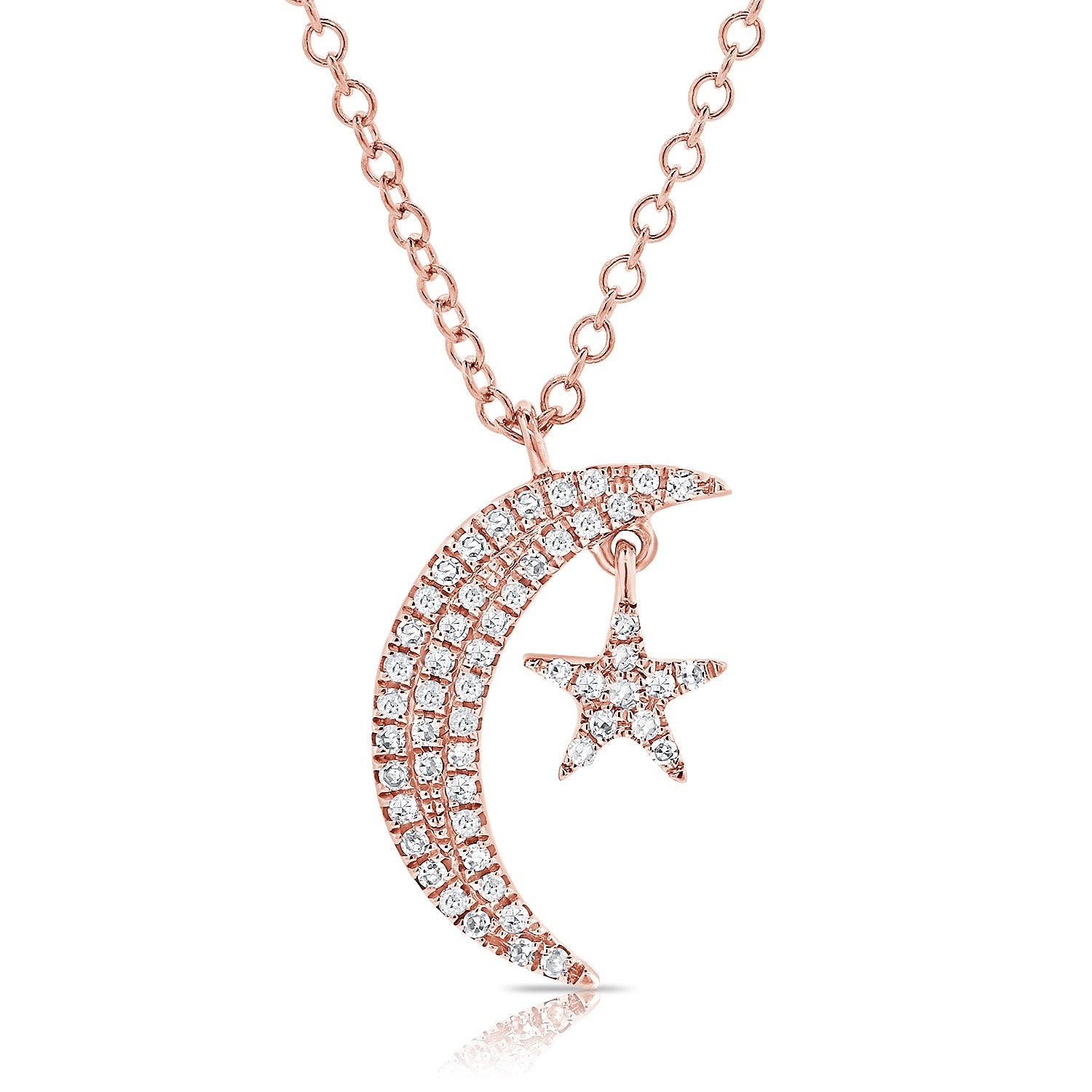 14K Gold & Diamond Moon & Star Necklace