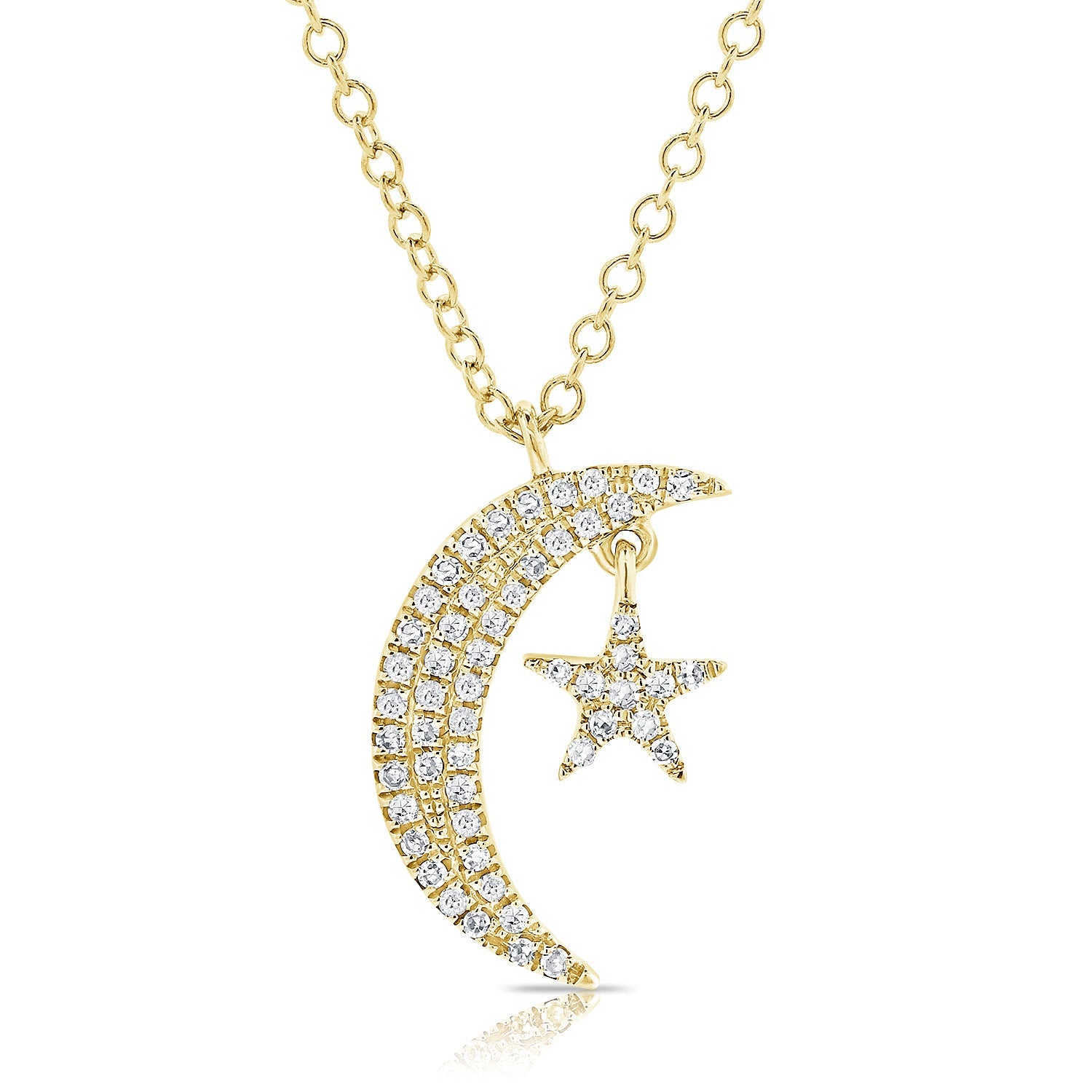 14K Gold & Diamond Moon & Star Necklace