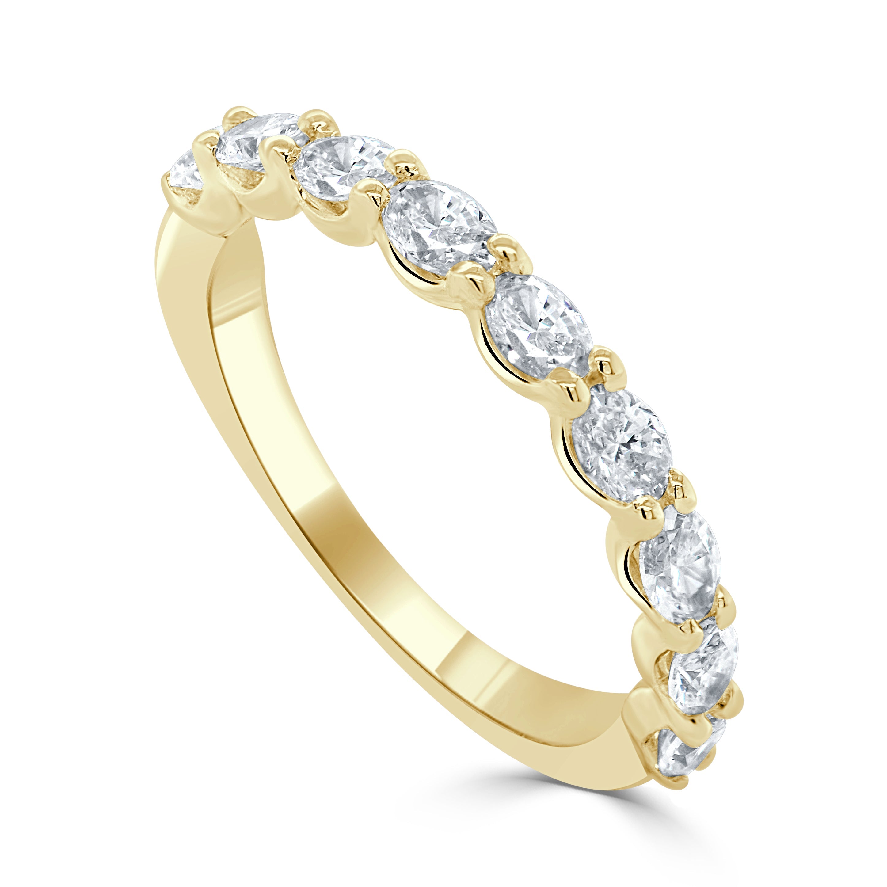 14K Gold & Oval Diamond Stackable Band