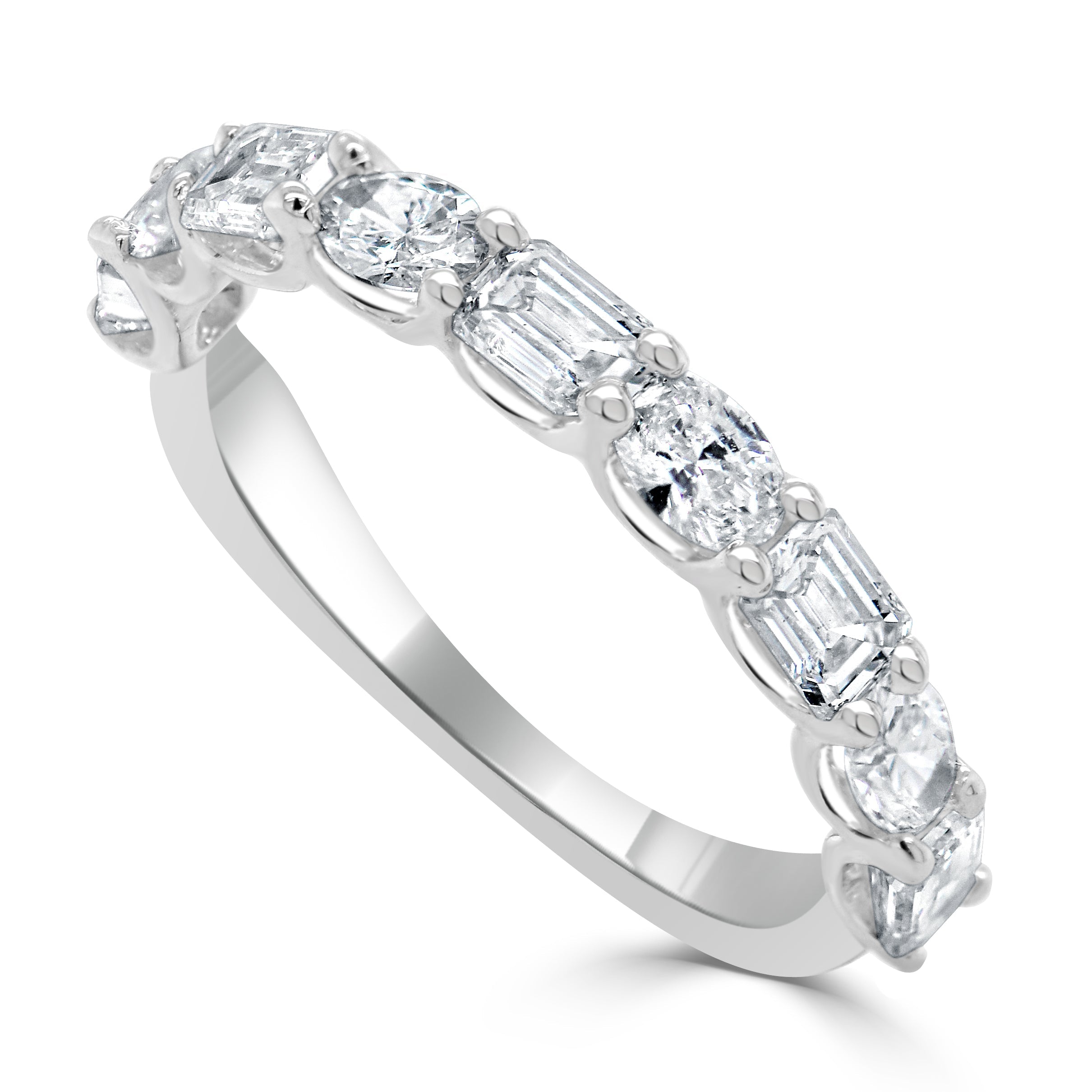 14k Gold Emerald-Cut & Oval Diamond Ring