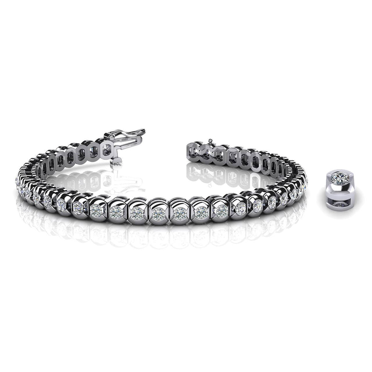 Half Bezel Cushion Diamond Tennis Bracelet