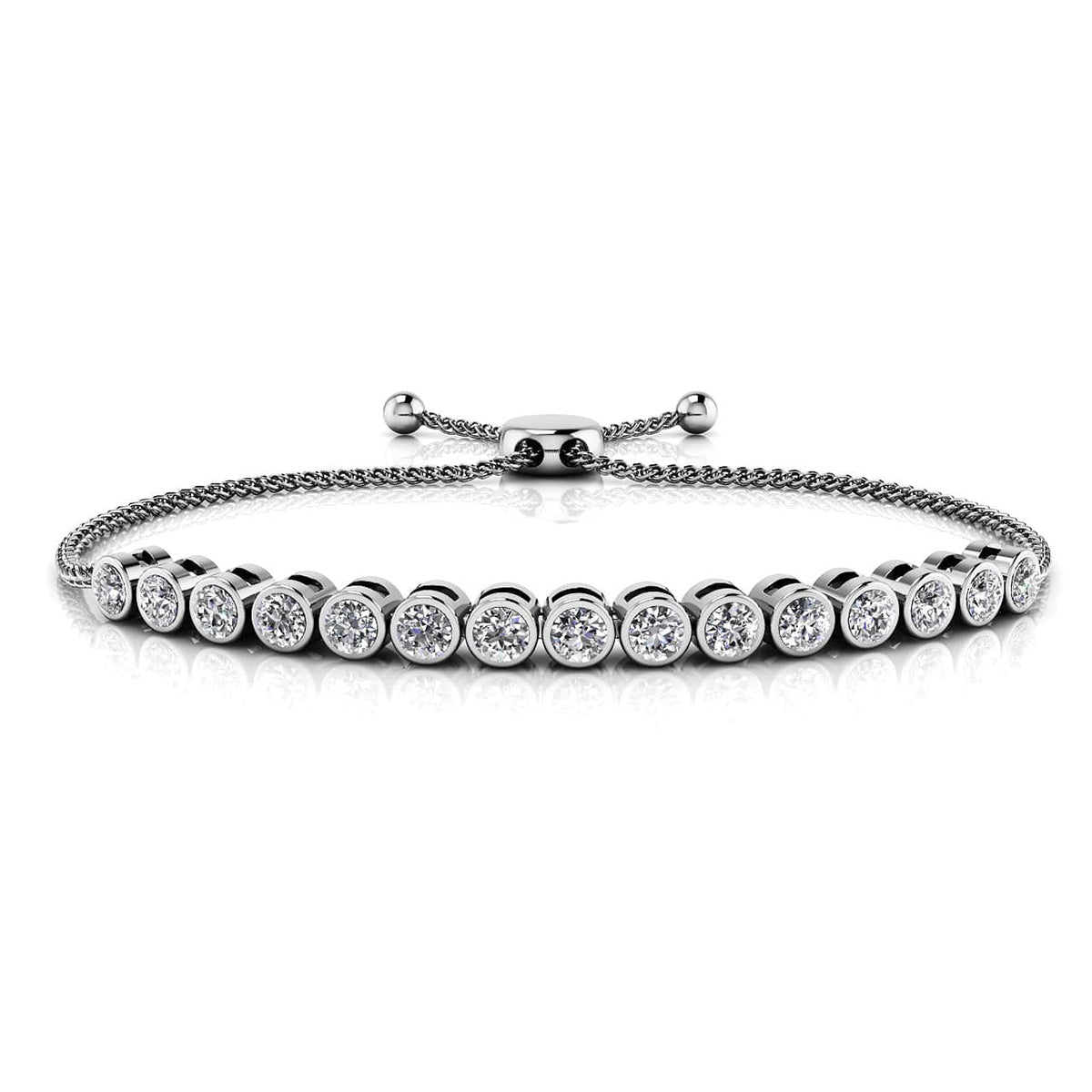 Bezel Set Adjustable Diamond Bracelet