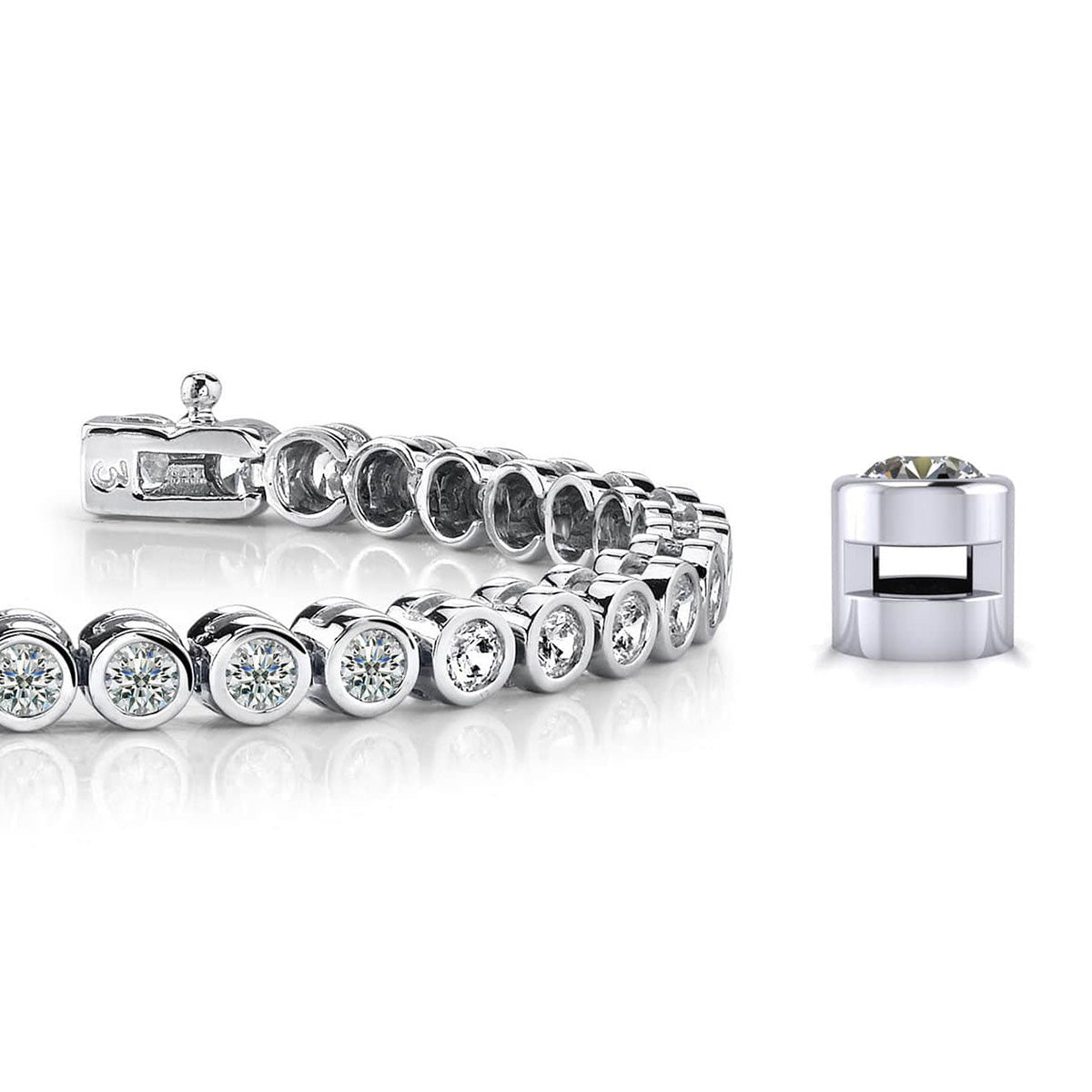 Classic Round Bezel Set Diamond Tennis Bracelet