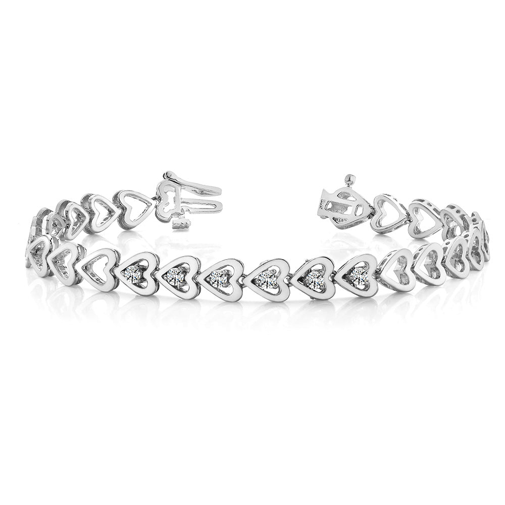 Open Heart Link Diamond Bracelet