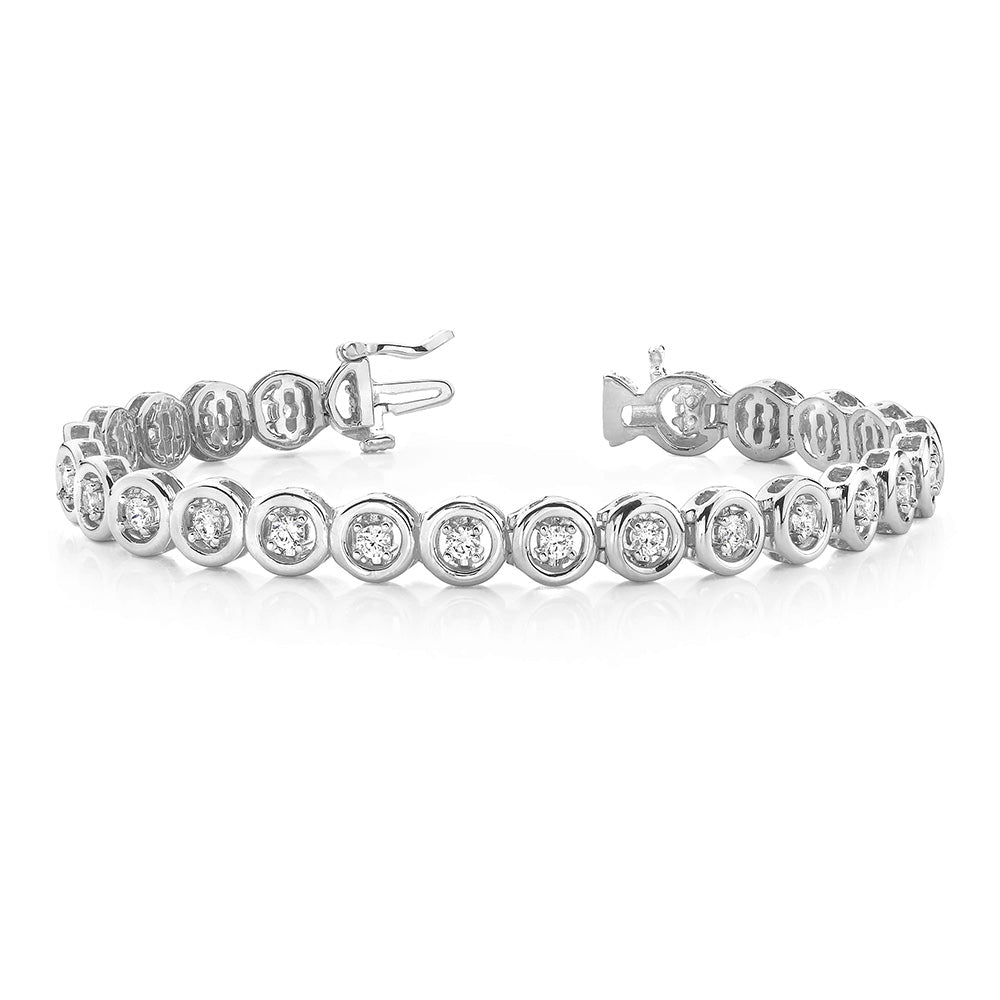 Floating Diamond Round Link Bracelet