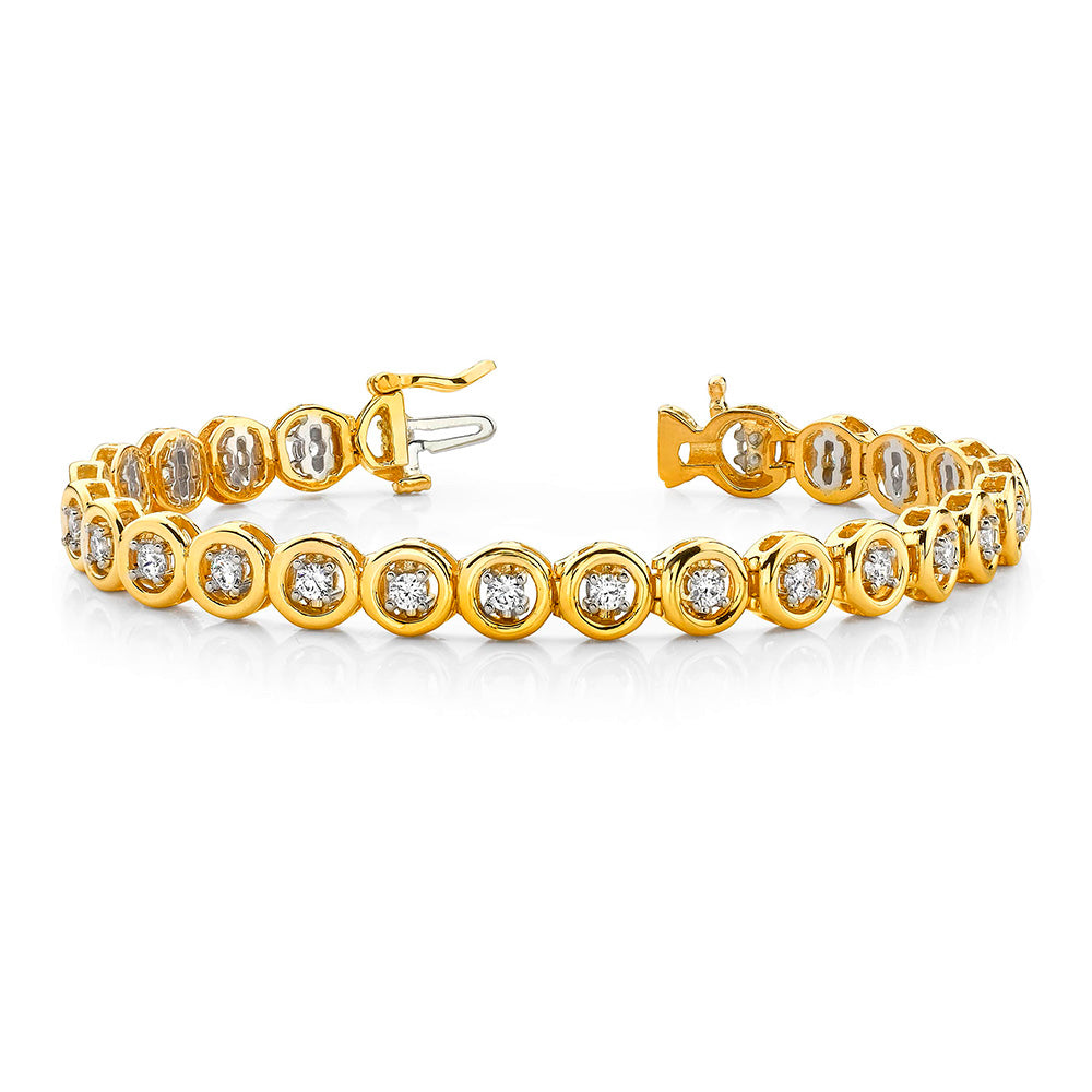 Floating Diamond Round Link Bracelet