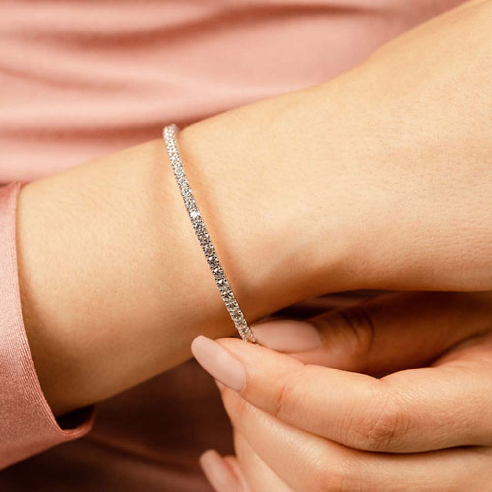 Classic Prong Set Diamond Bangle