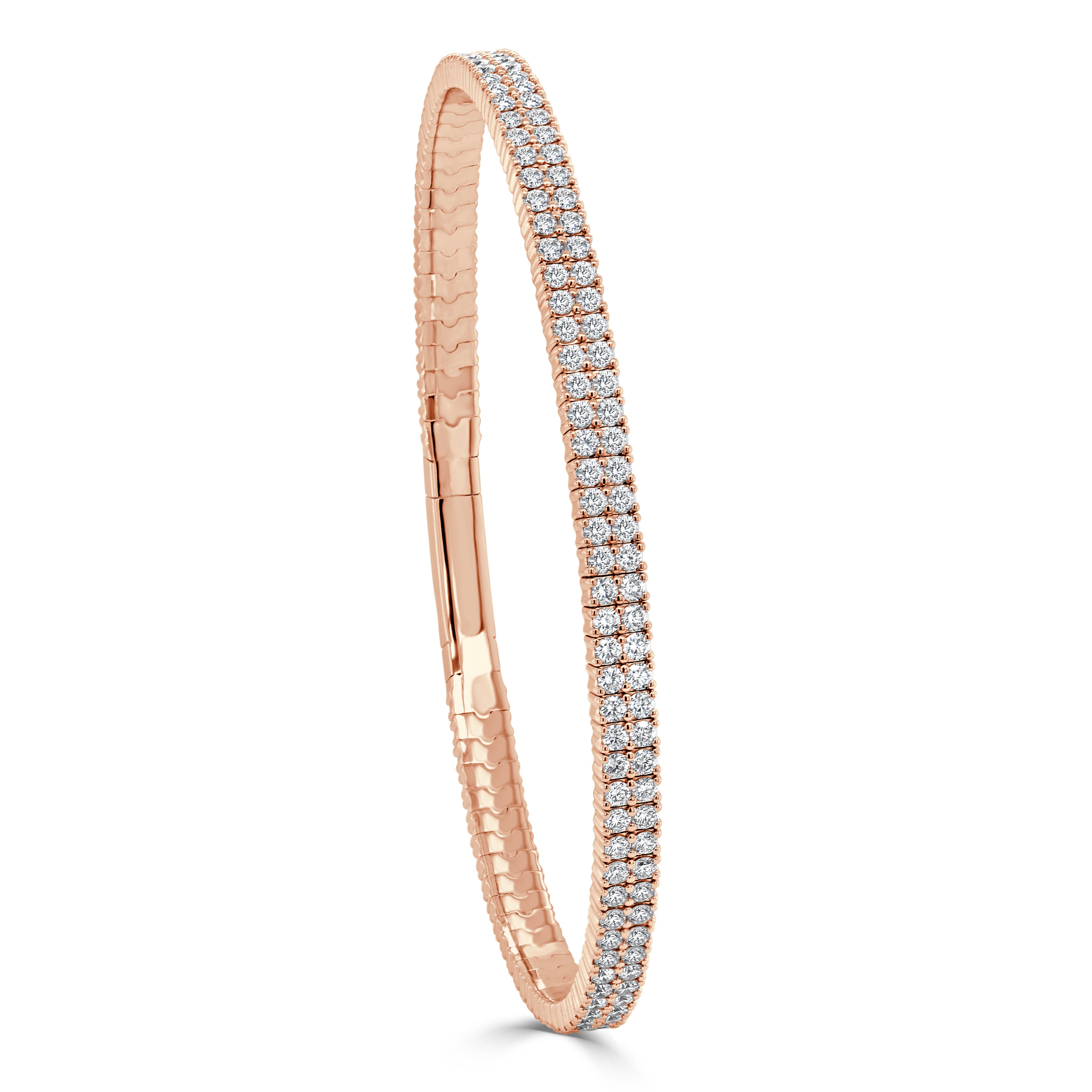 14k Gold & Diamond Double Row Flexible Bangle