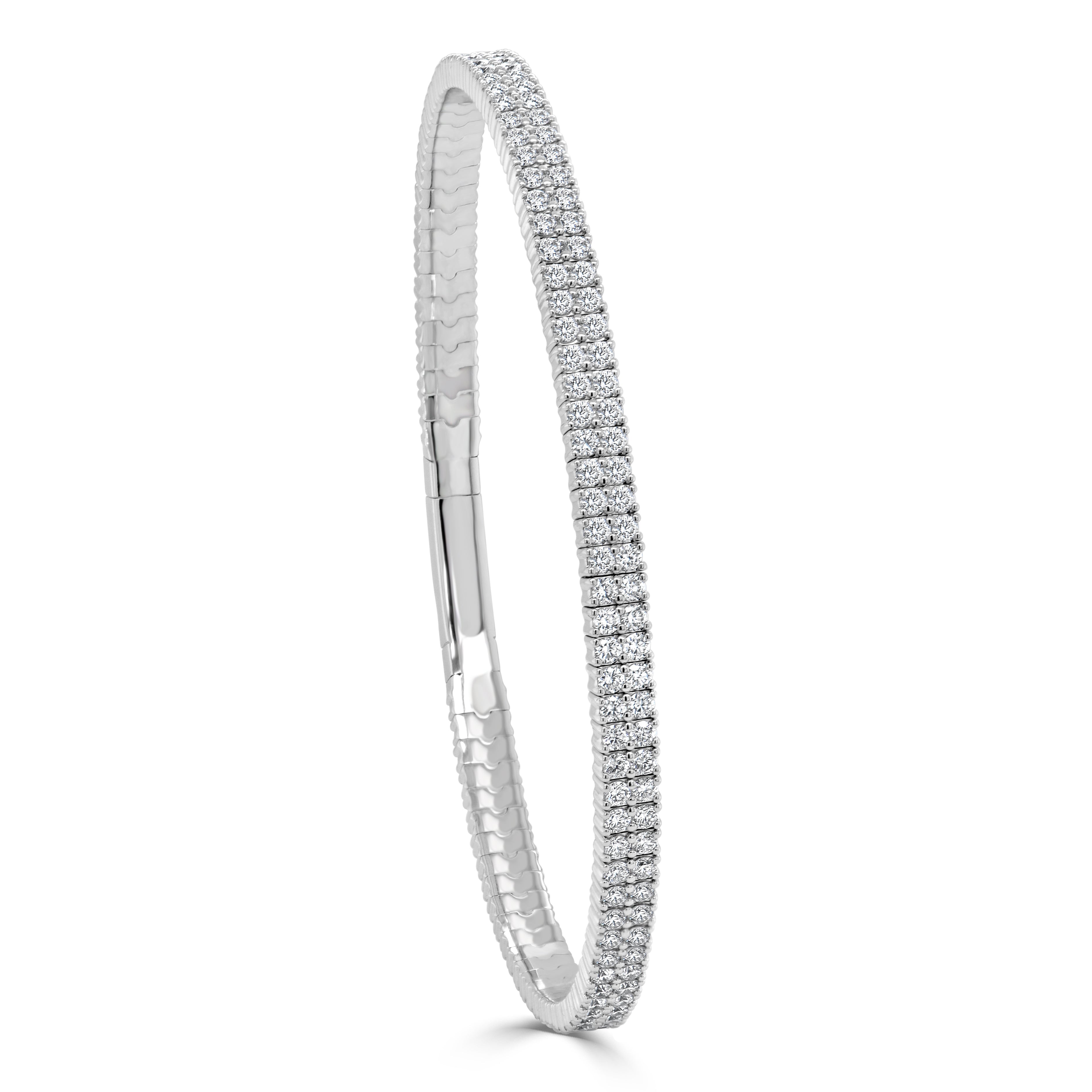 14k Gold & Diamond Double Row Flexible Bangle