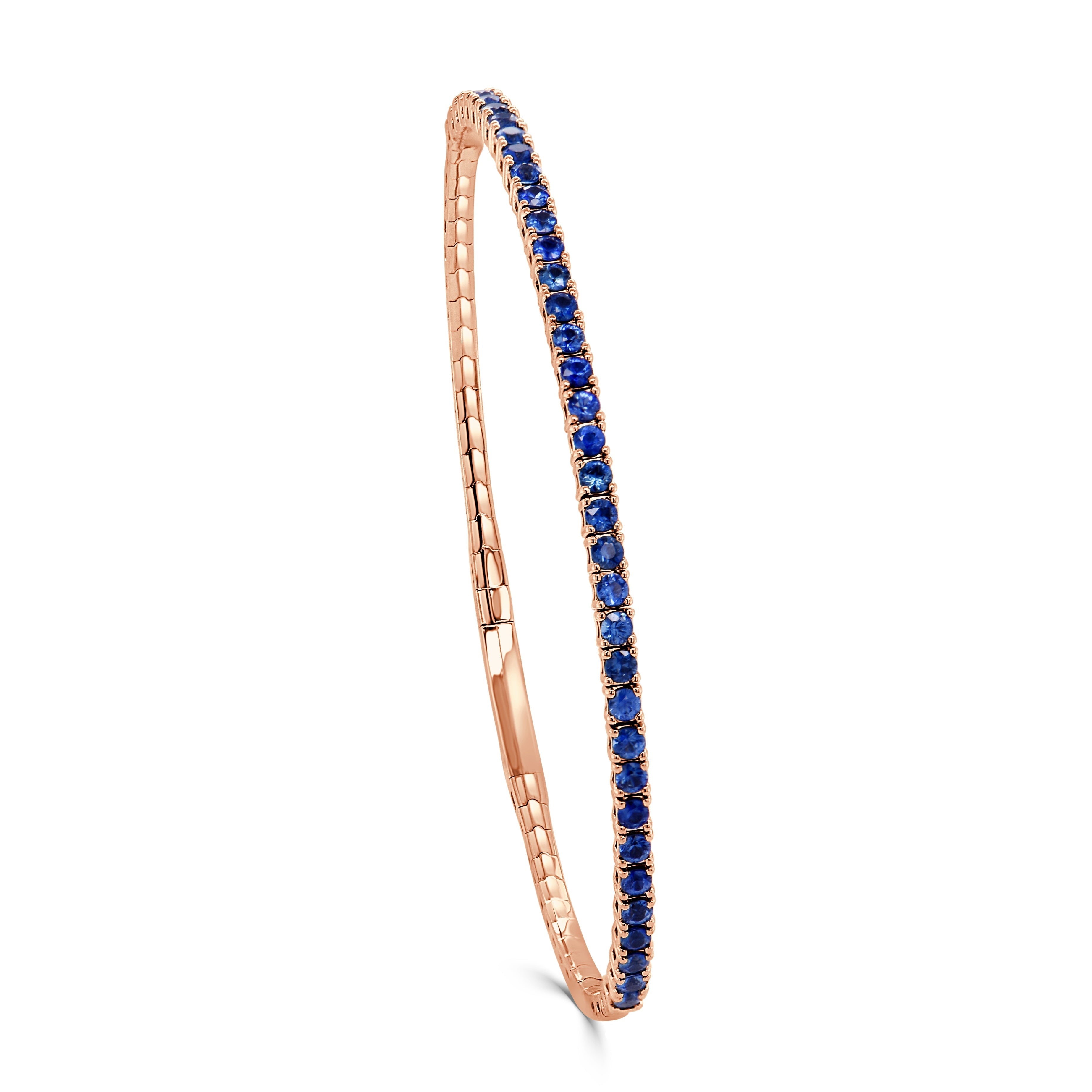 14K Gold & Blue Sapphire Flexible Bangle