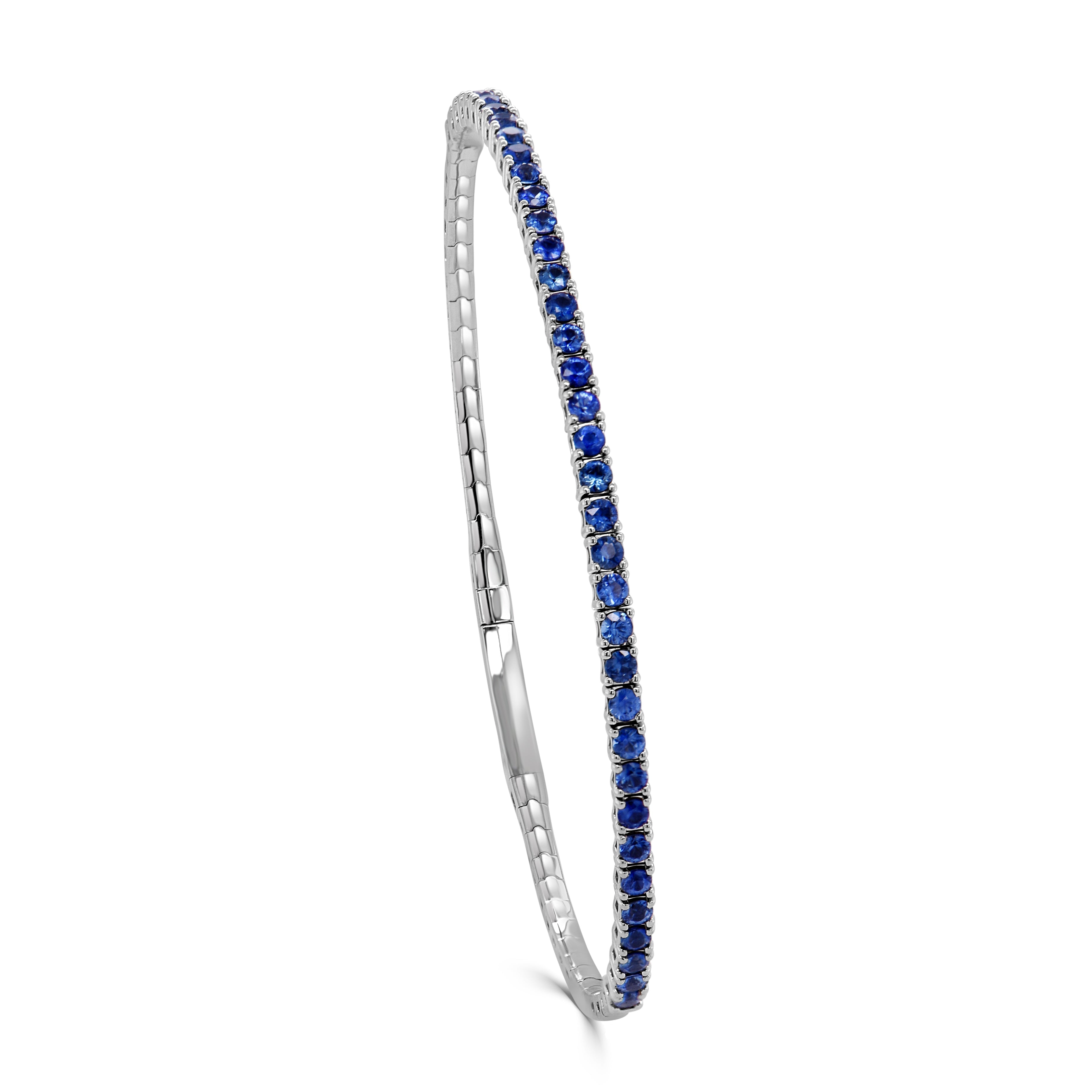 14K Gold & Blue Sapphire Flexible Bangle