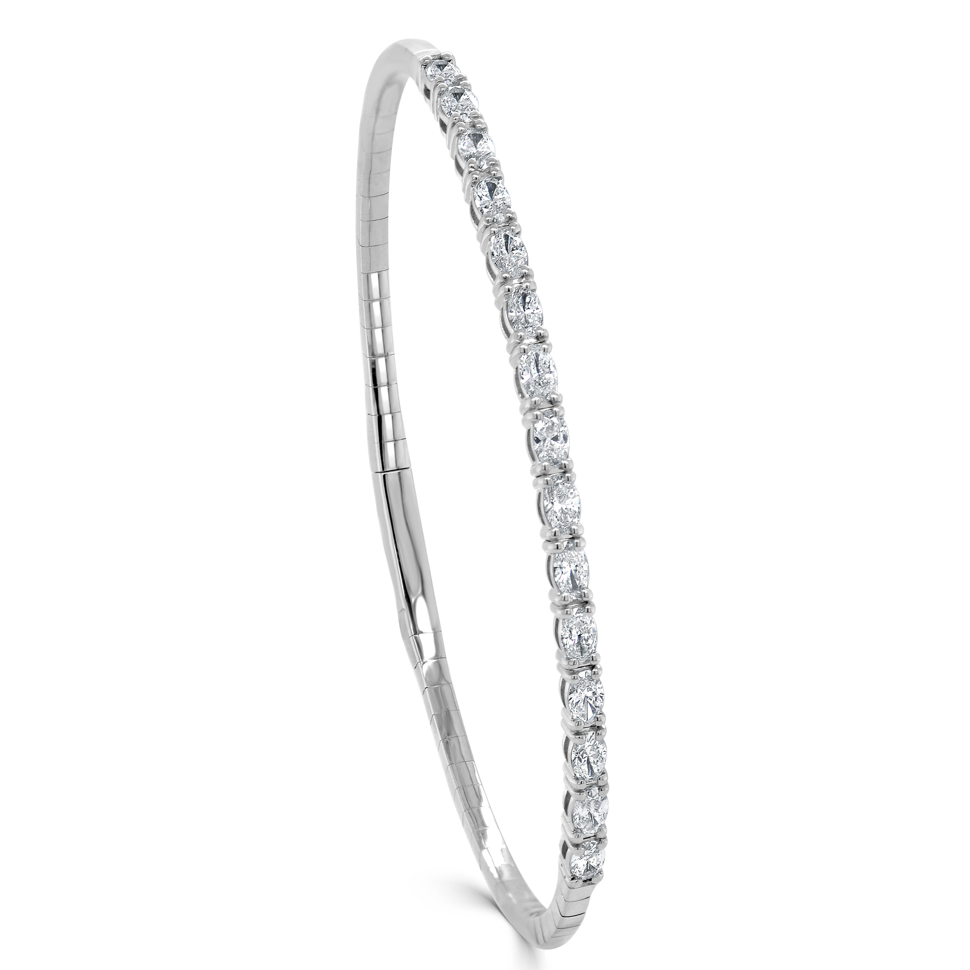 14k Gold & Oval Diamond Flexible Bangle