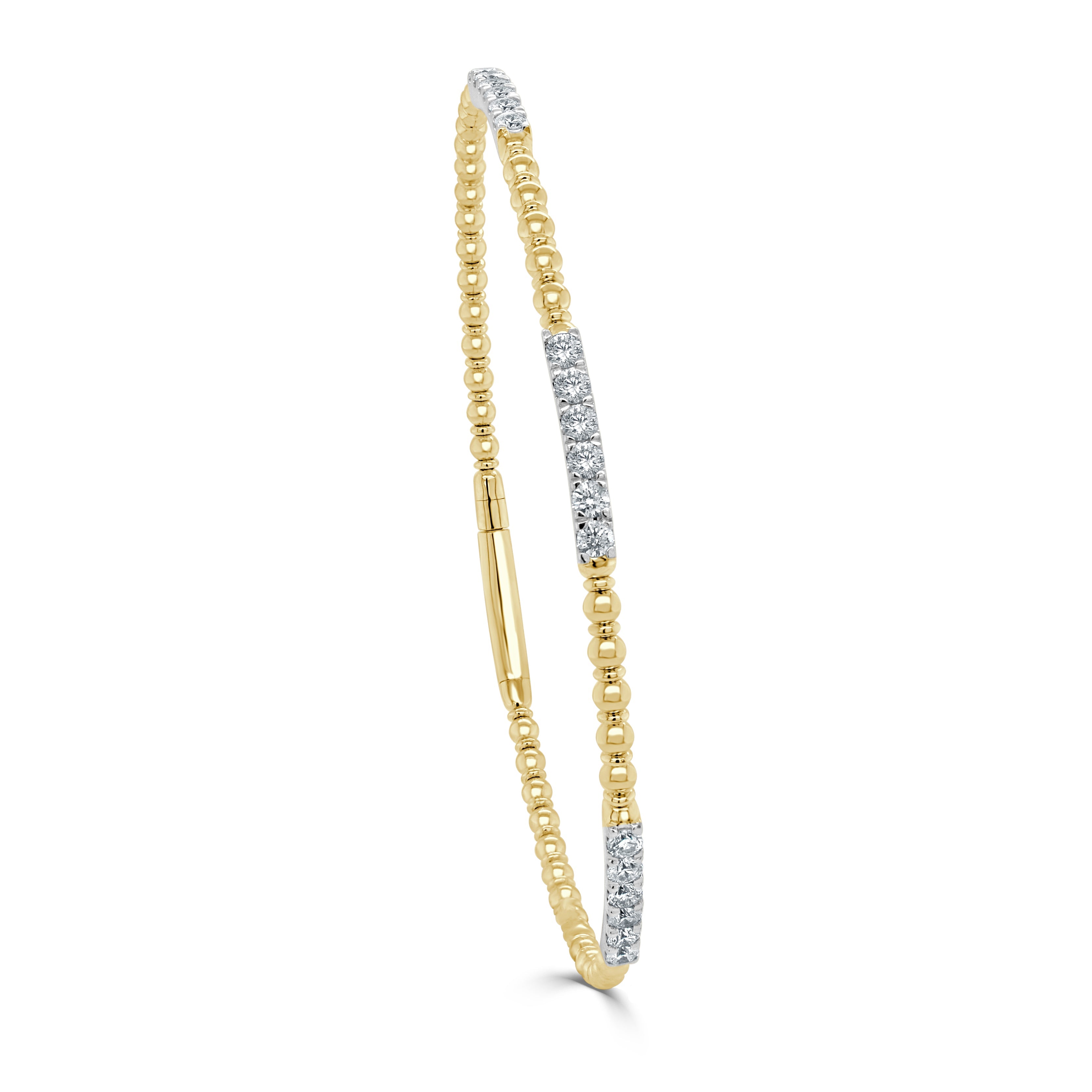 14k Gold & Diamond Flexible Beaded Bangle