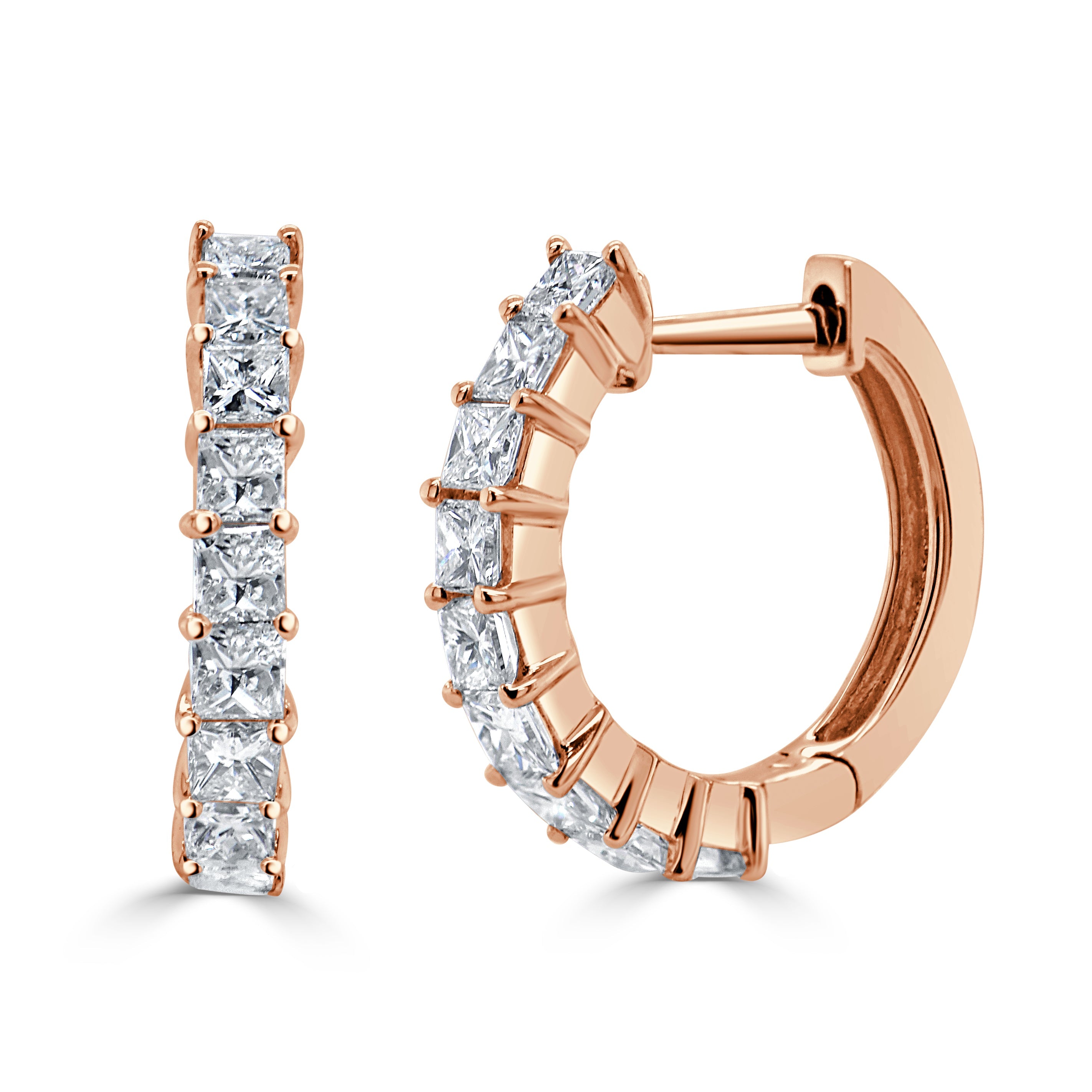 14k Gold & Princess-Cut Diamond Huggie Earrings