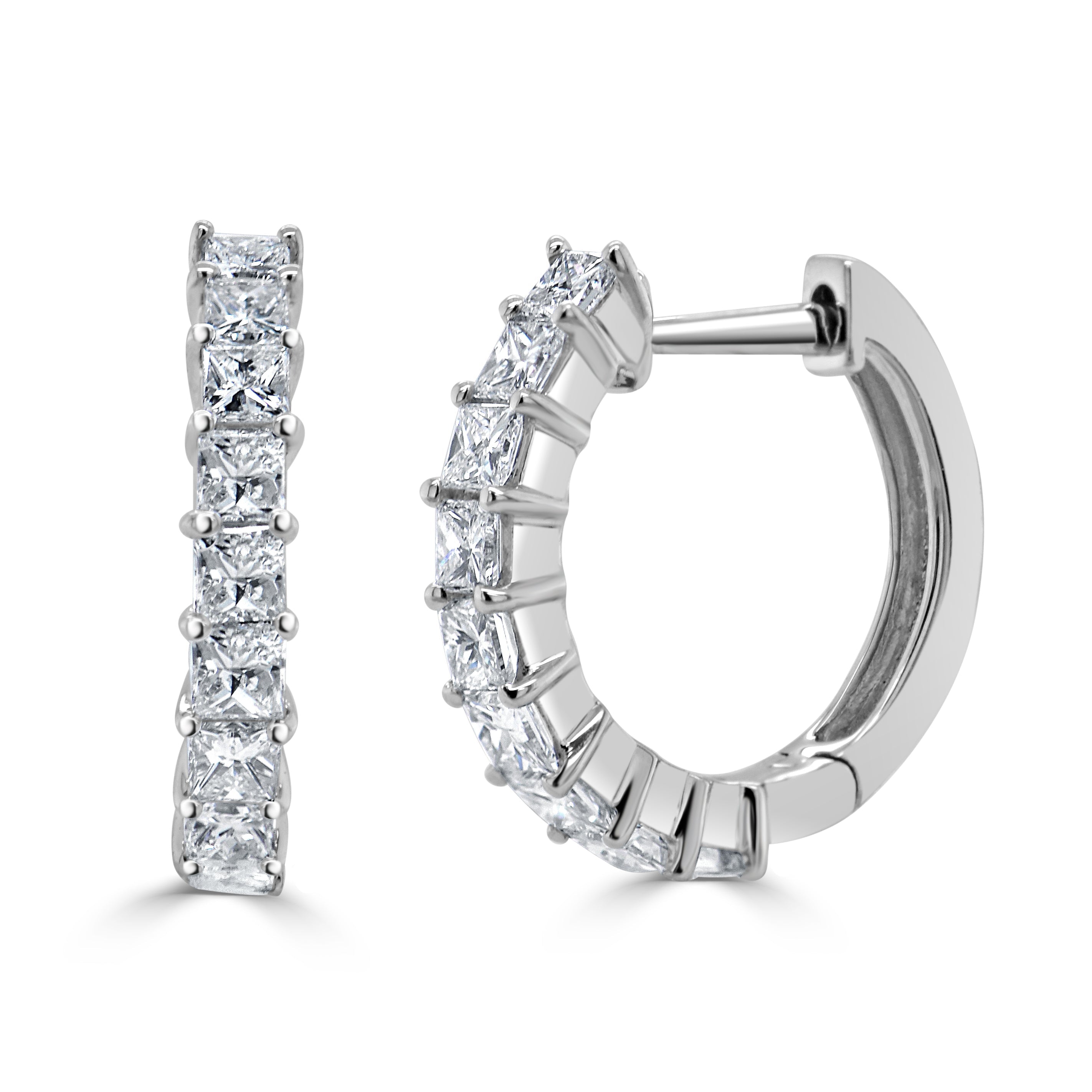 14k Gold & Princess-Cut Diamond Huggie Earrings