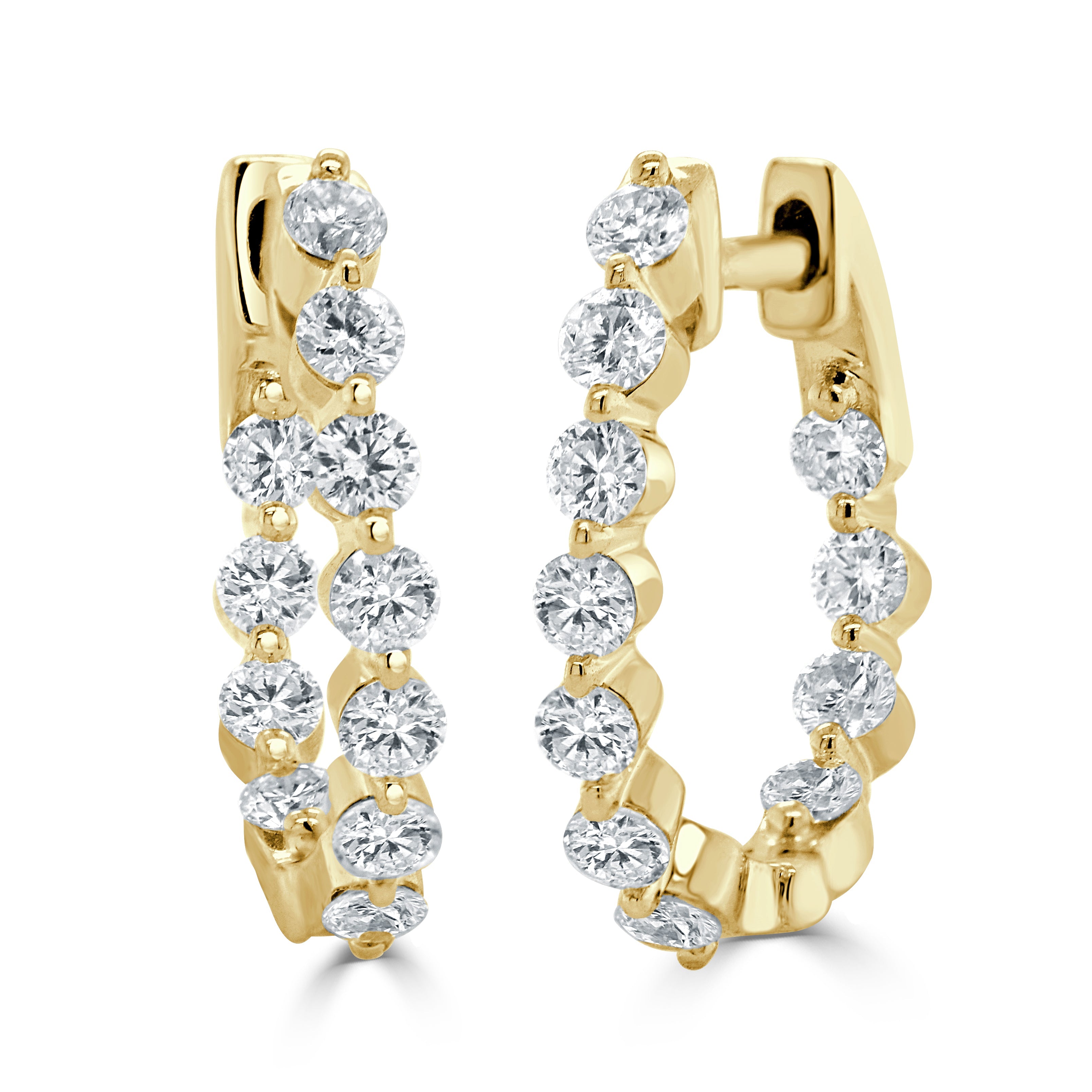 14K Gold Diamond Oval Hoop Earring