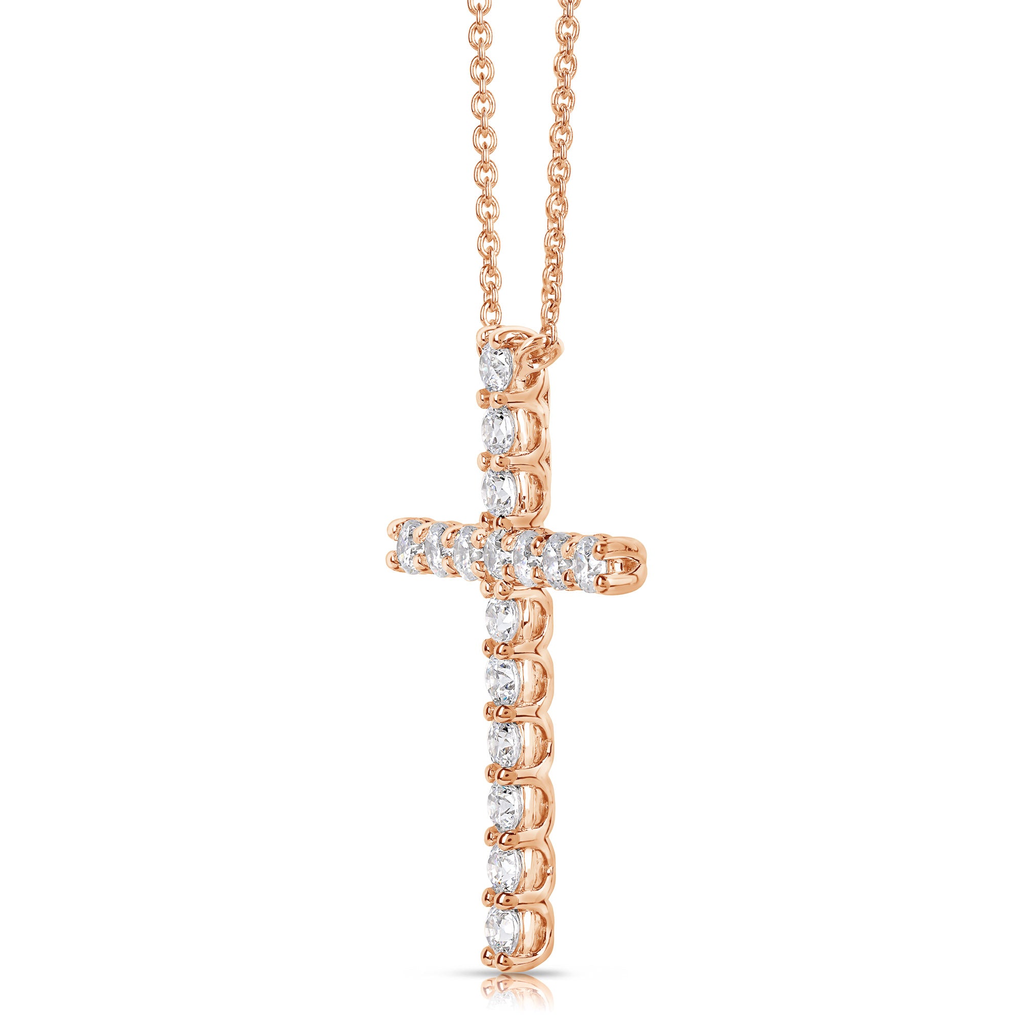 14K 0.50 Ct Colorless Flawless Cross Pendant With Chain