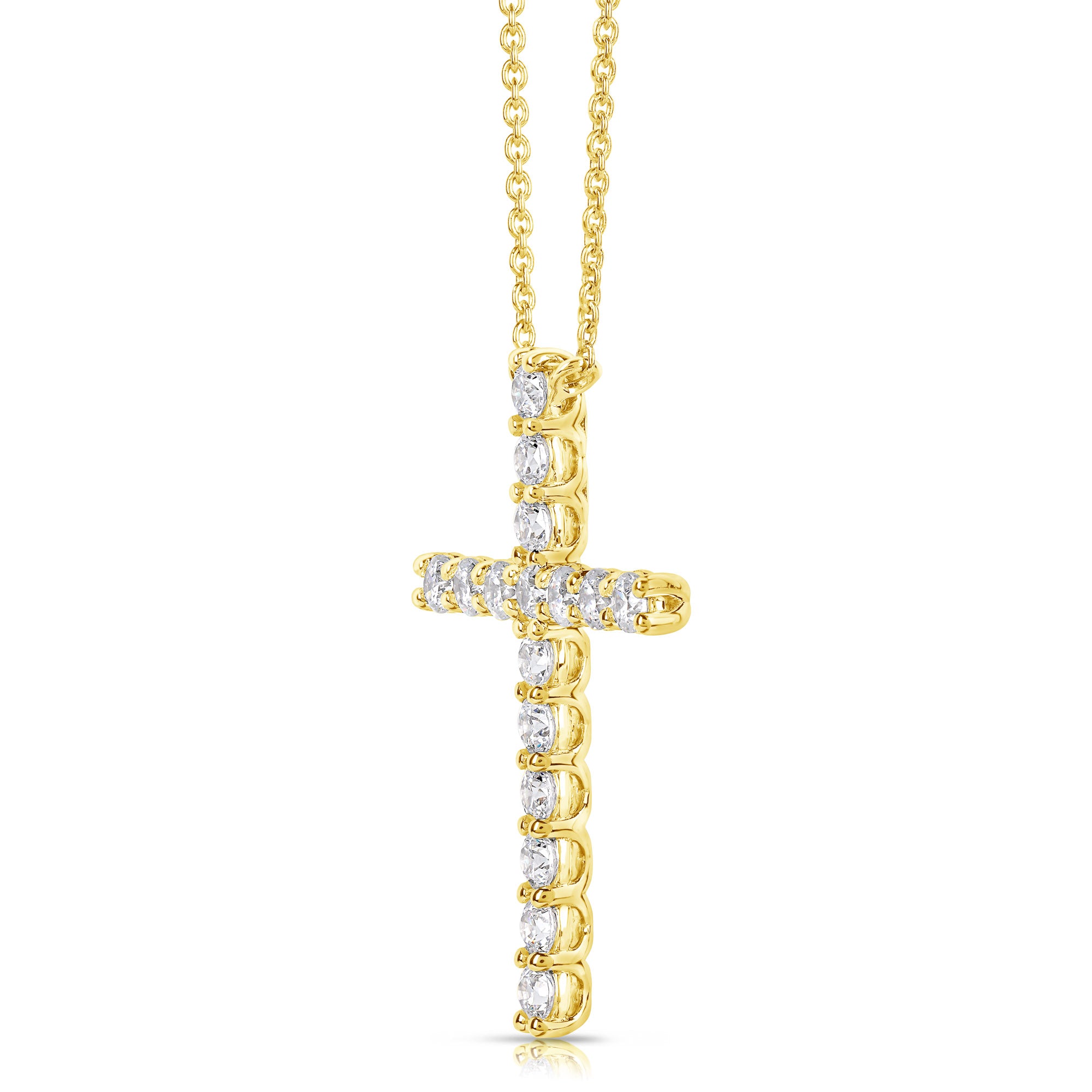 14K 0.50 Ct Colorless Flawless Cross Pendant With Chain