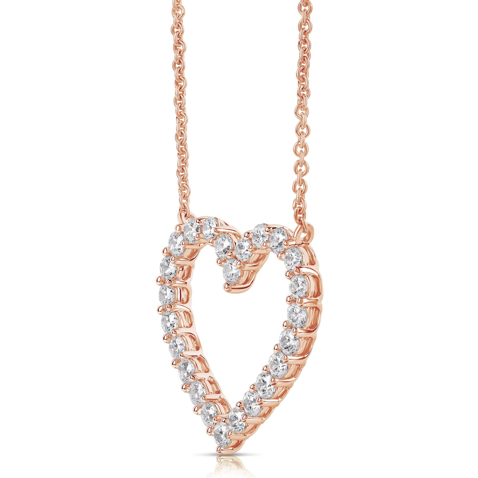 14K 1.00 Ct Colorless Flawless Heart Shaped Pendant With Chain