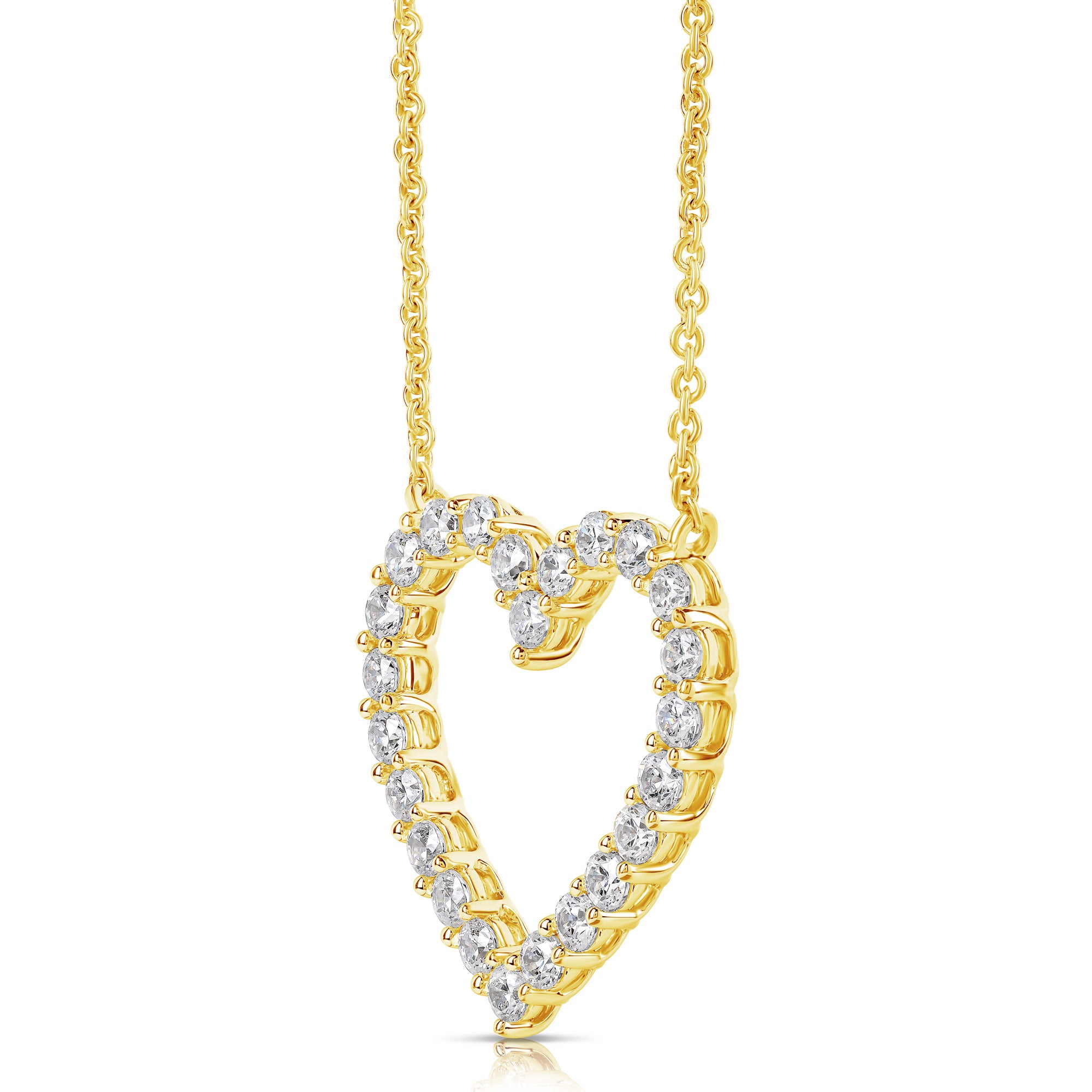 14K 1.00 Ct Colorless Flawless Heart Shaped Pendant With Chain