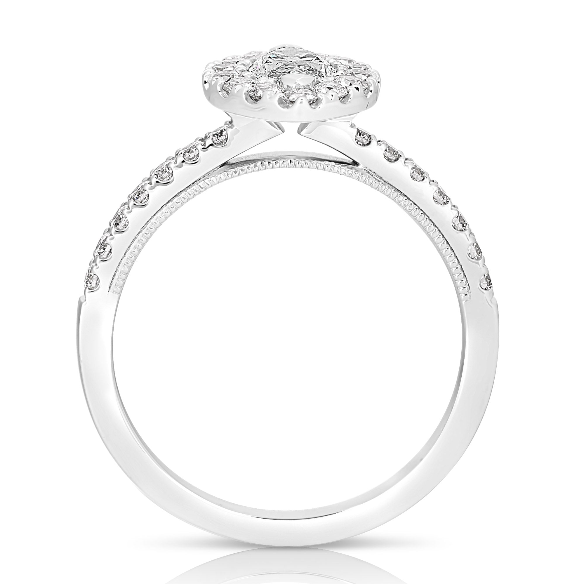 14K 0.5 Ct Center Marquise Halo Diamond Engagement Ring