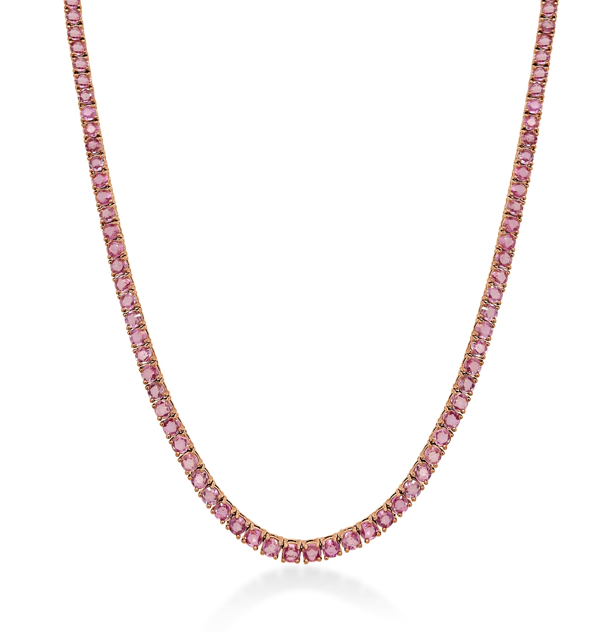 14k Gold Gemstone Tennis Necklace