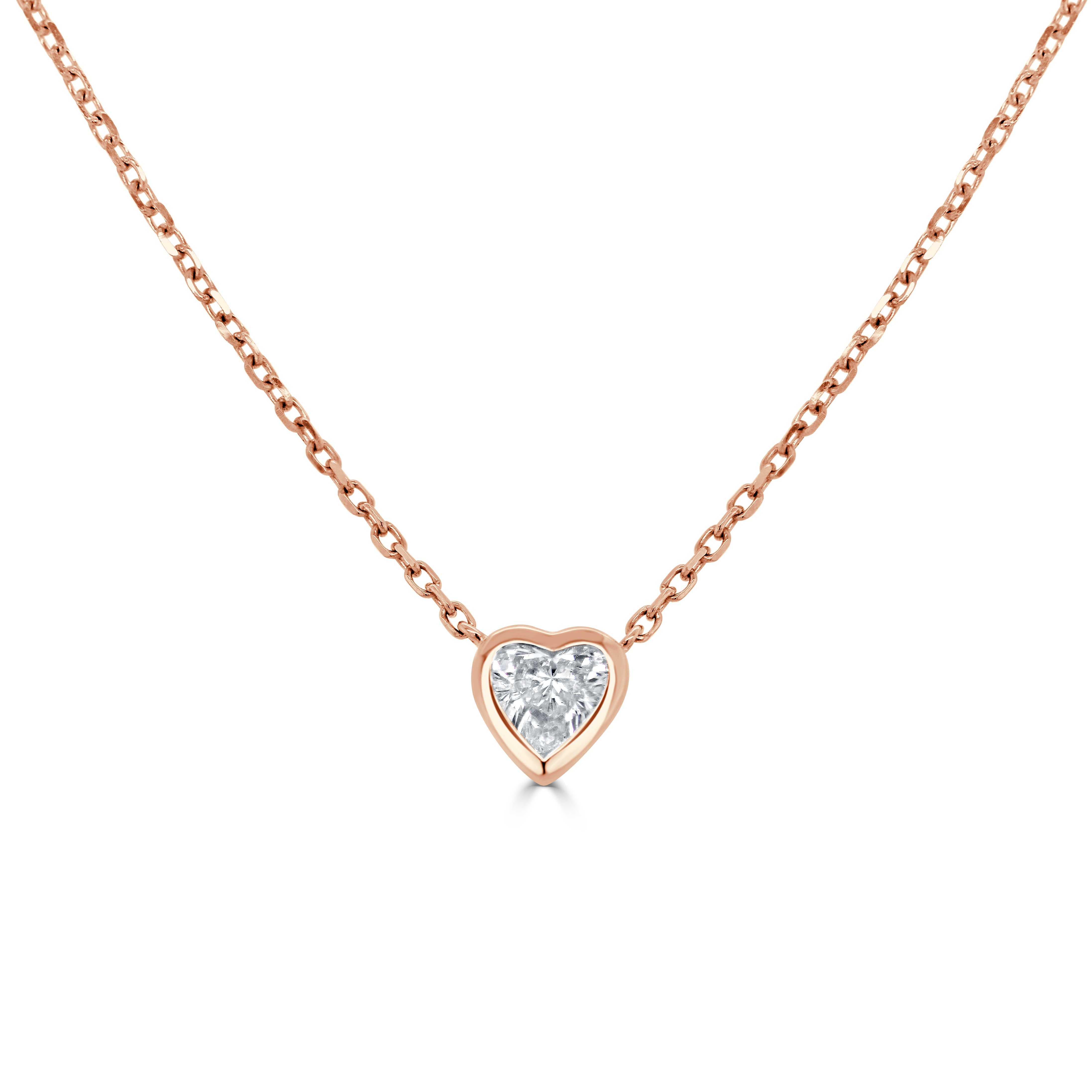 14k Gold & Bezel Heart Diamond Necklace