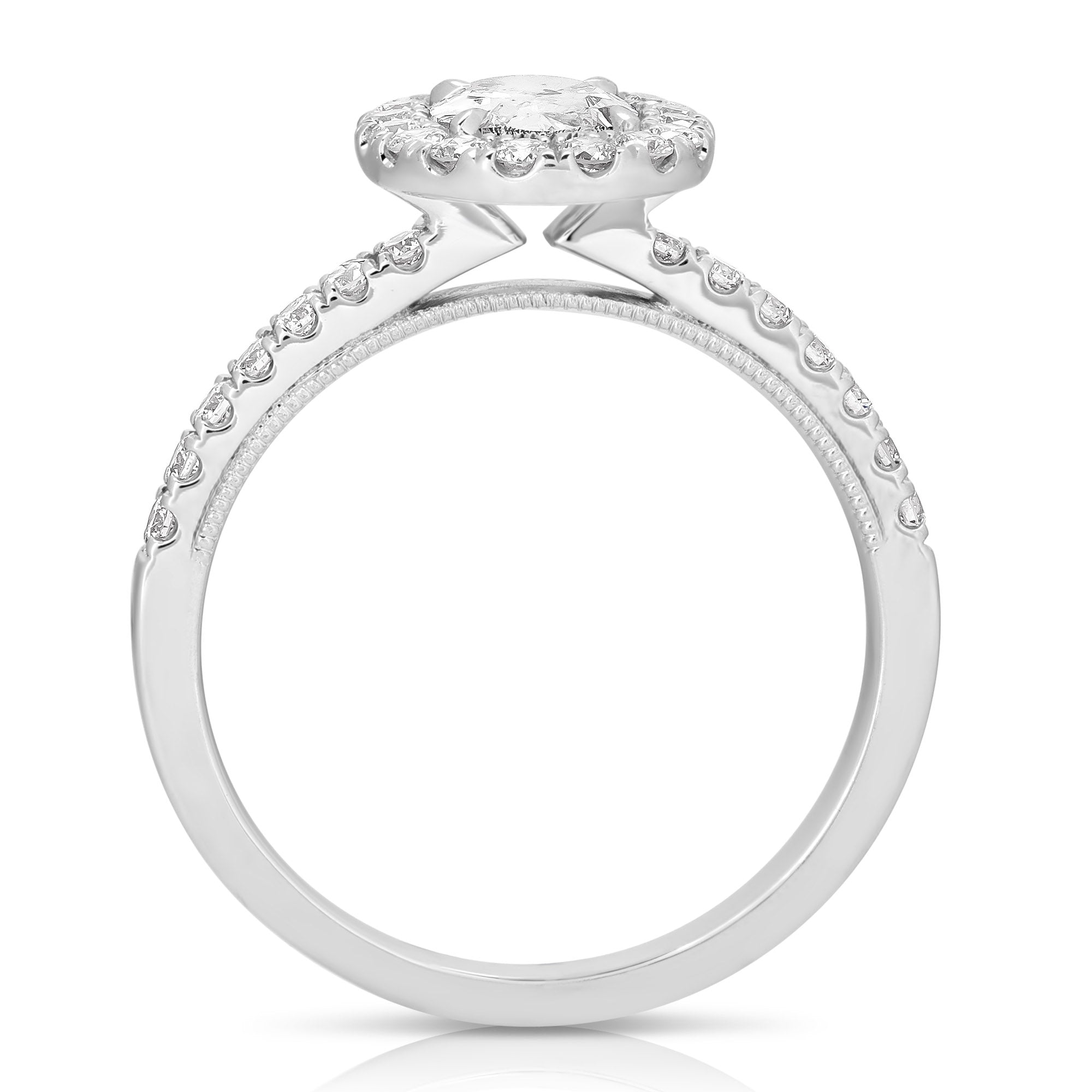 14K 0.5 Ct Center Oval Halo Diamond Engagement Ring