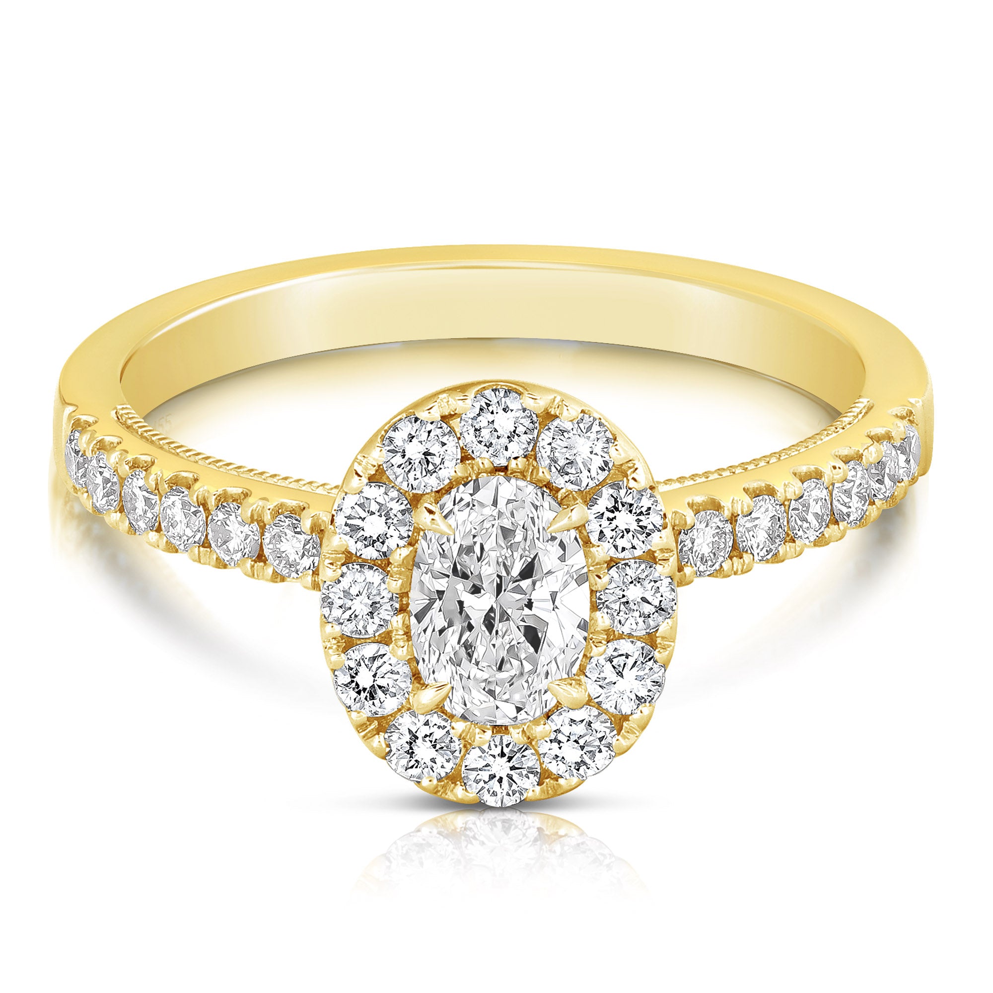 14K 0.5 Ct Center Oval Halo Diamond Engagement Ring