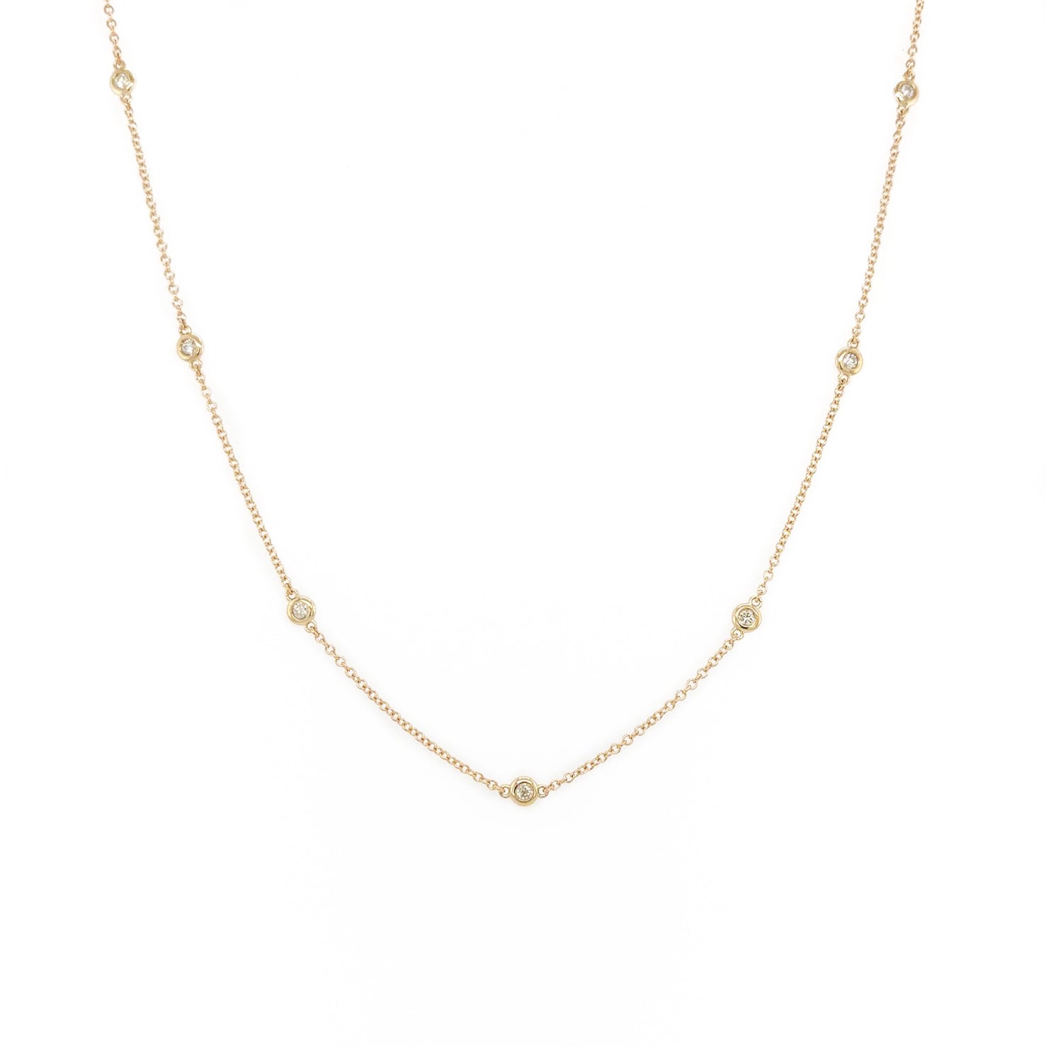 14k Gold & Diamond Station Necklace