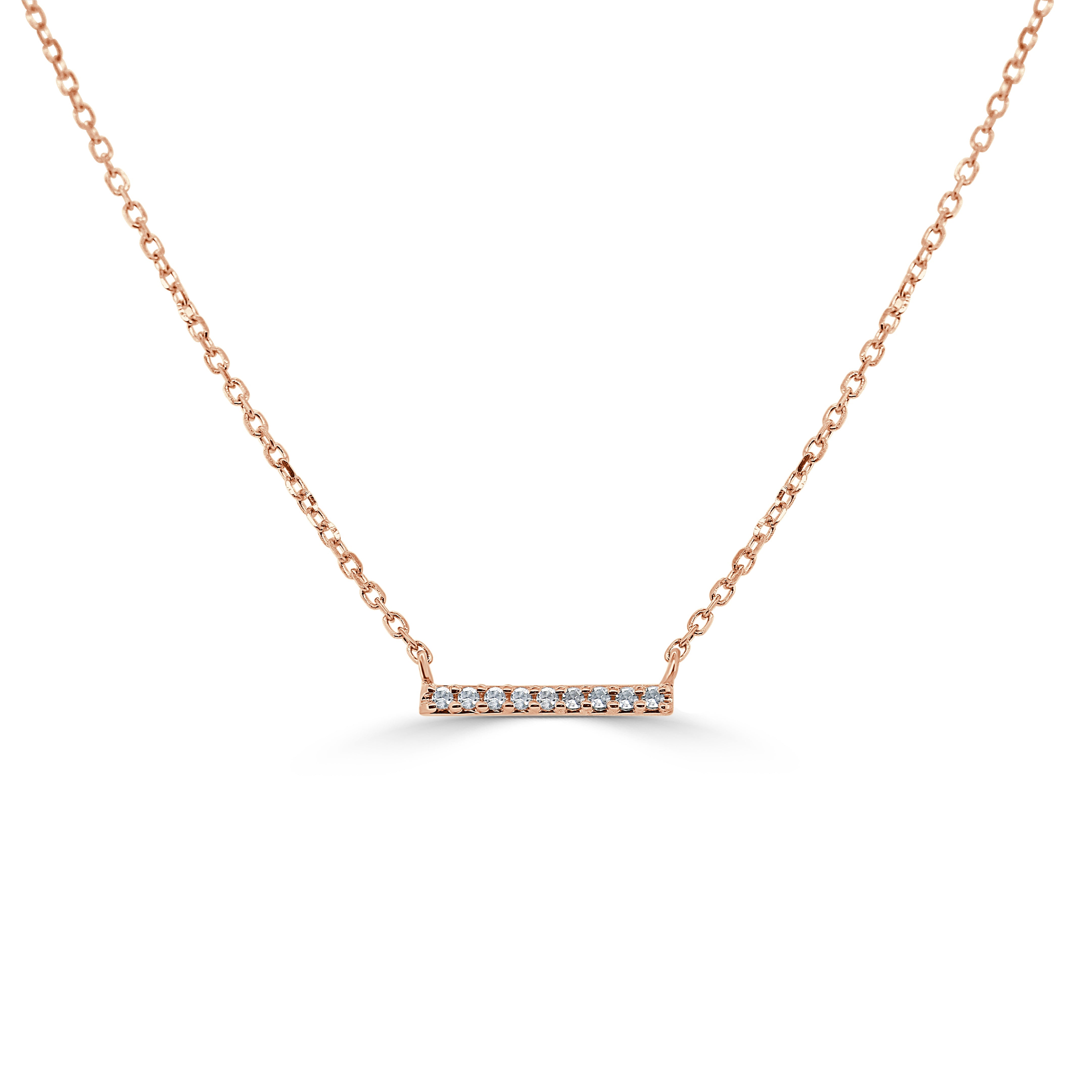 14k Gold & Diamond Mini Bar Necklace