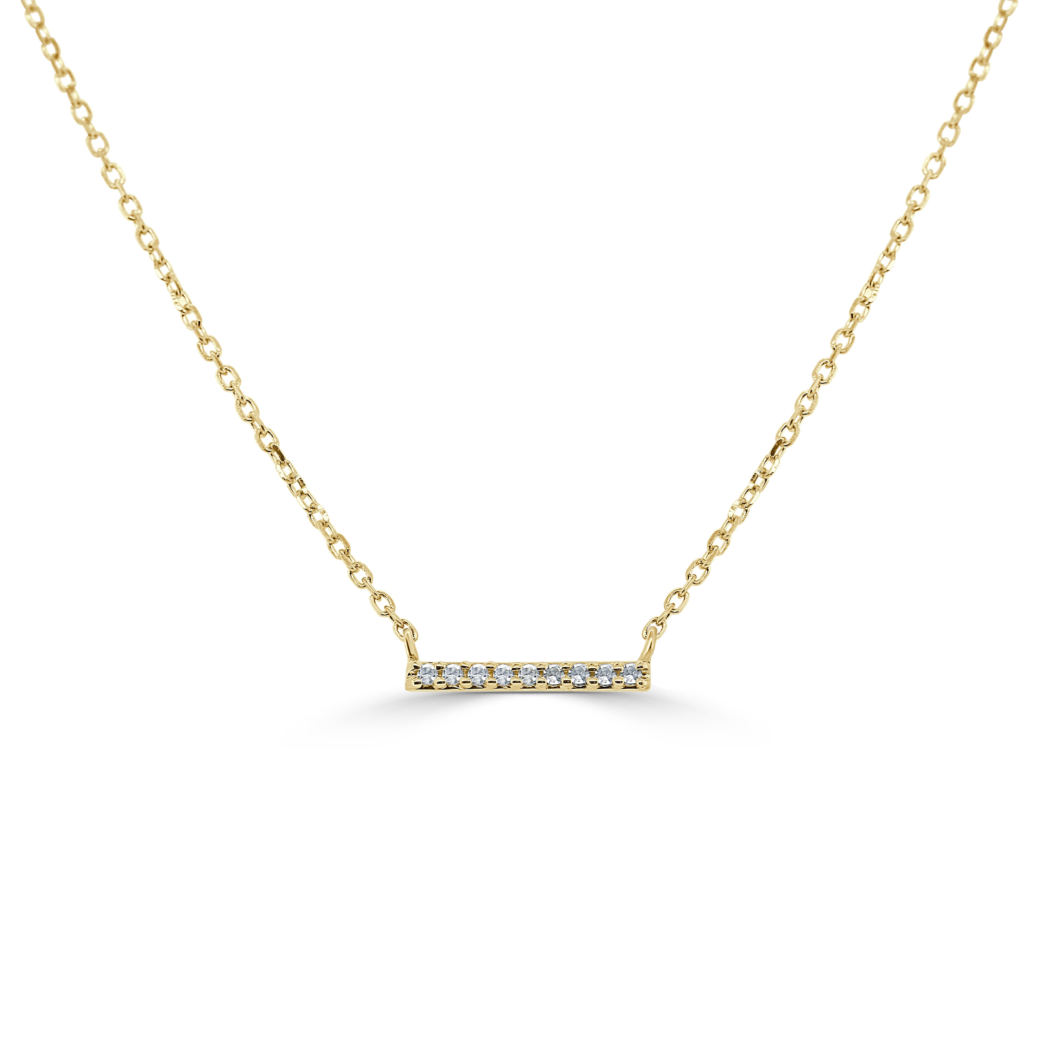 14k Gold & Diamond Mini Bar Necklace