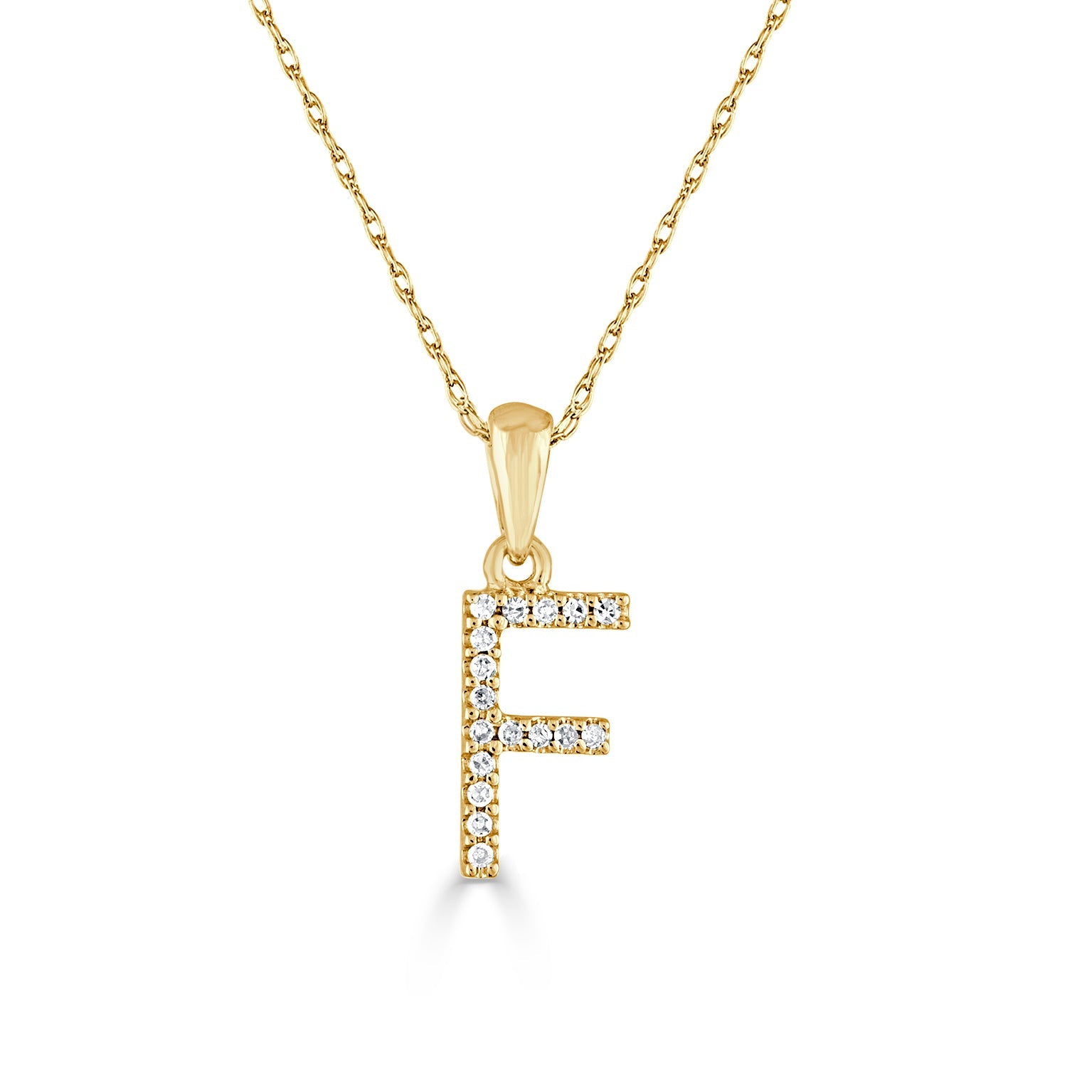 14k Yellow Gold & Diamond Initial Necklace with Rope Chain