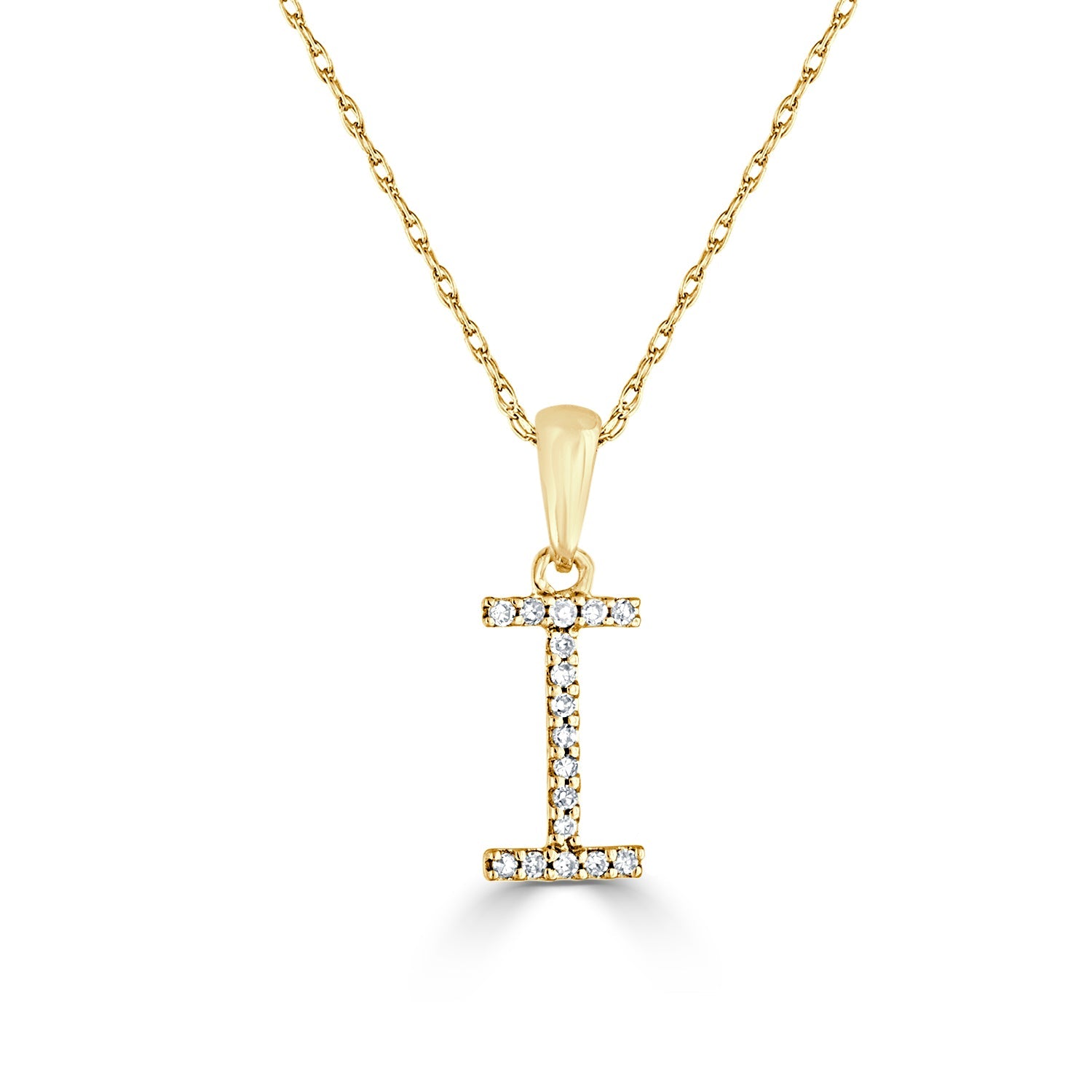 14k Yellow Gold & Diamond Initial Necklace with Rope Chain