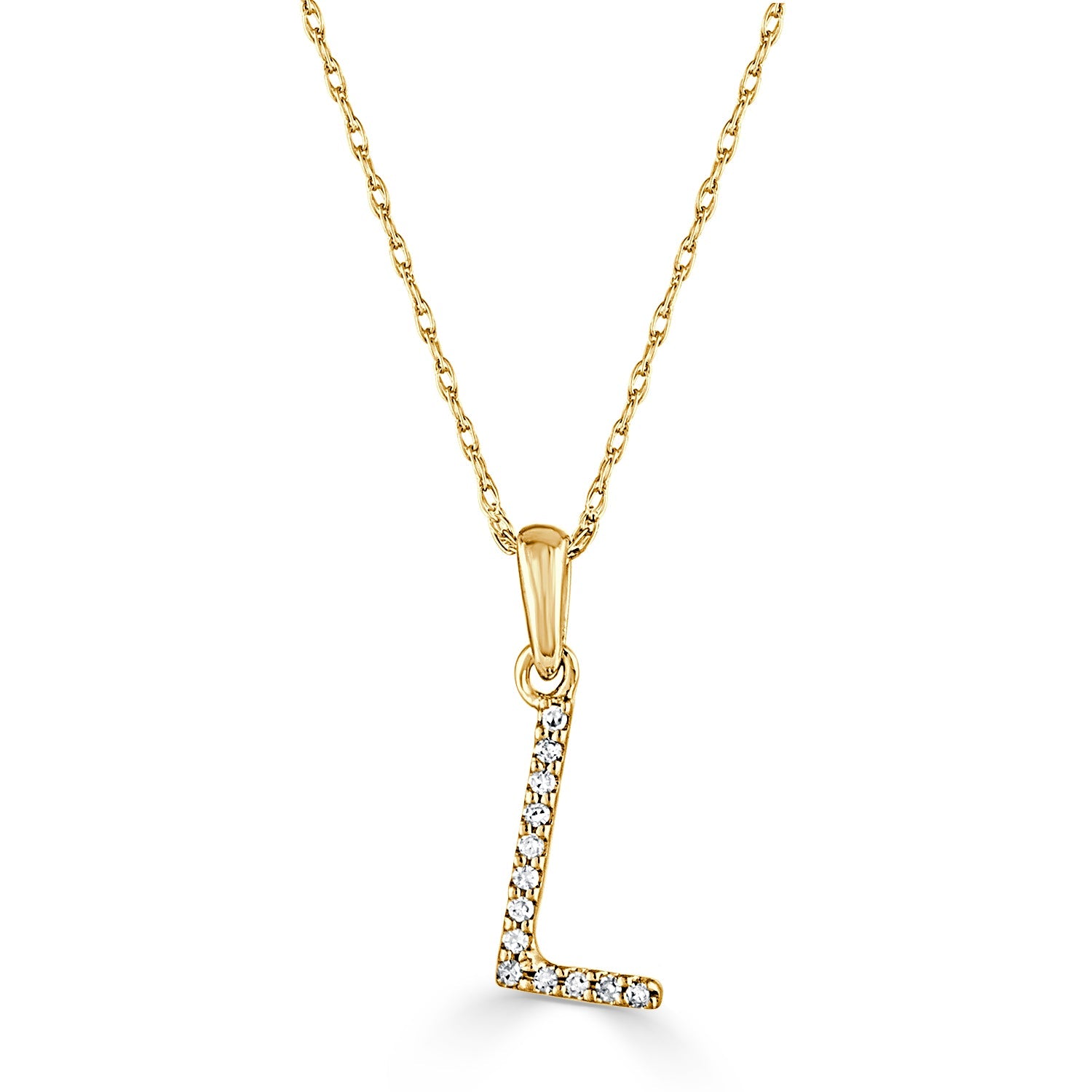 14k Yellow Gold & Diamond Initial Necklace with Rope Chain