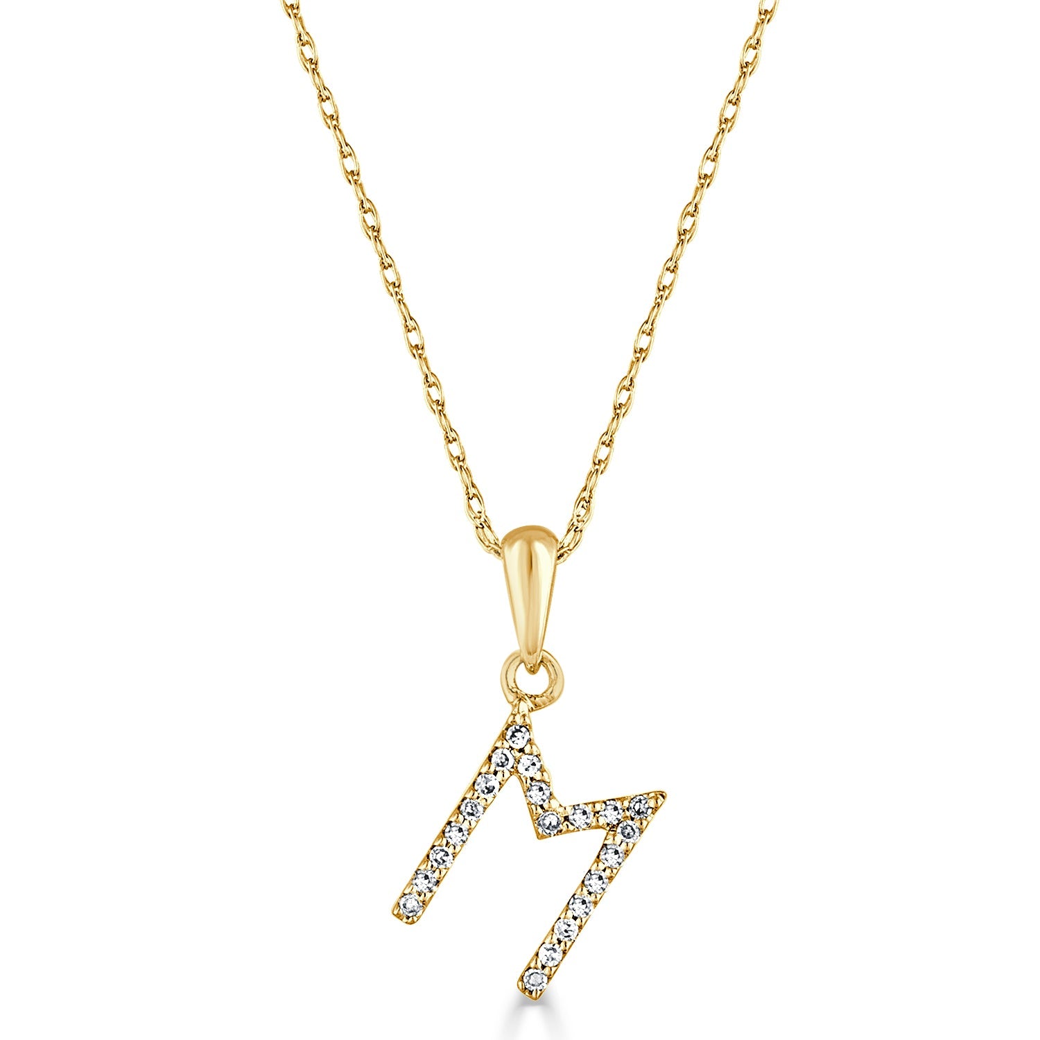 14k Yellow Gold & Diamond Initial Necklace with Rope Chain