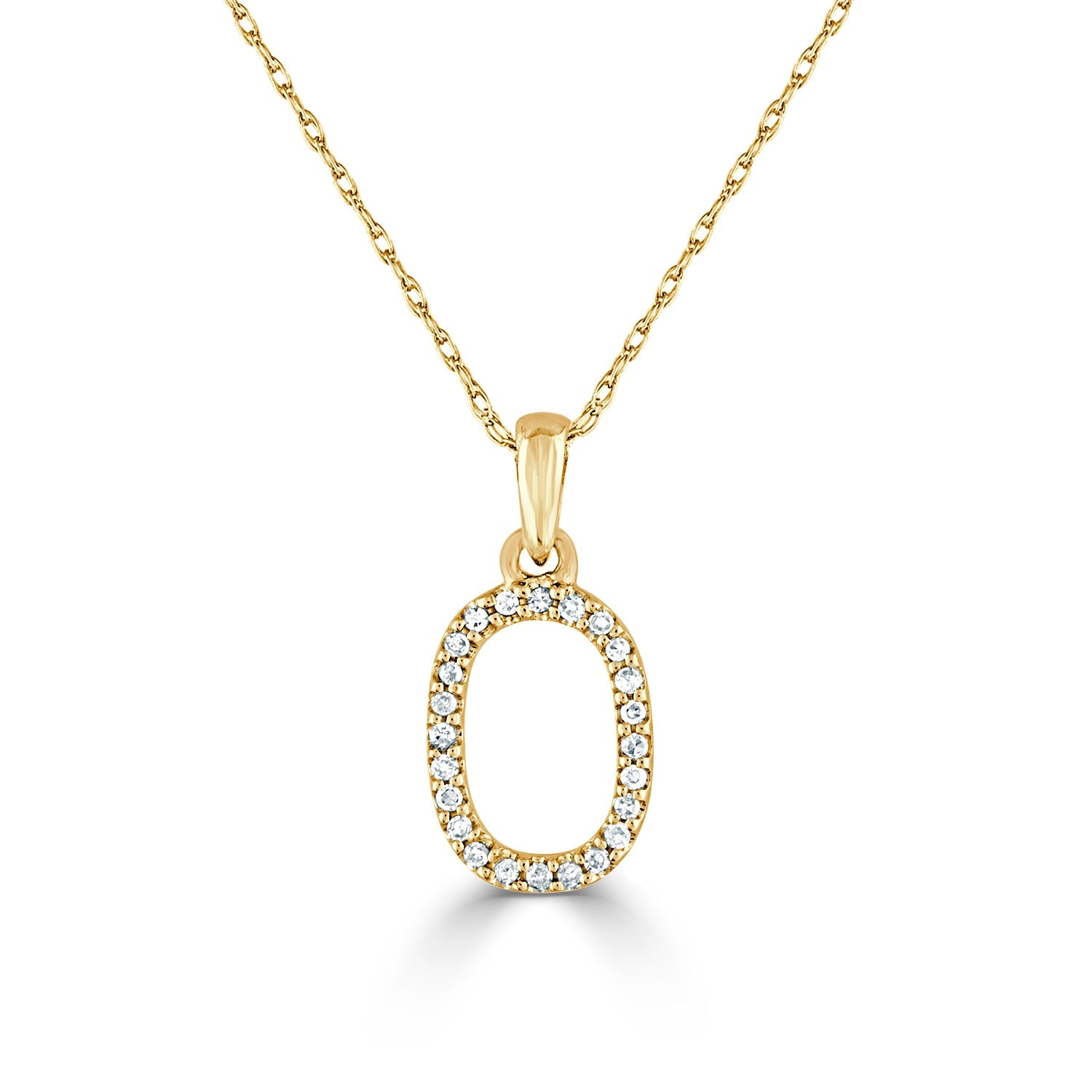 14k Yellow Gold & Diamond Initial Necklace with Rope Chain