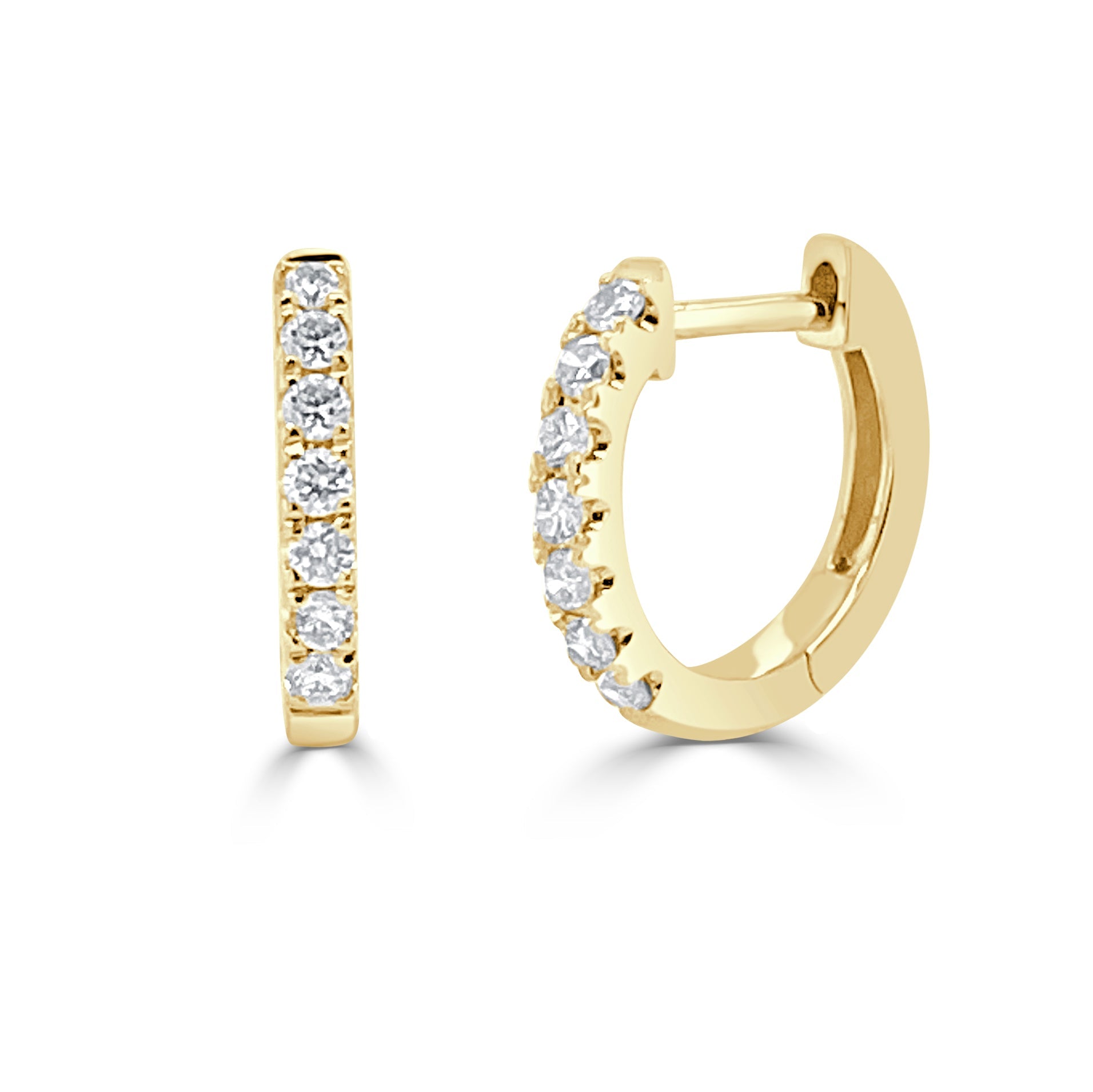 14k Gold & Diamond Huggie Earrings