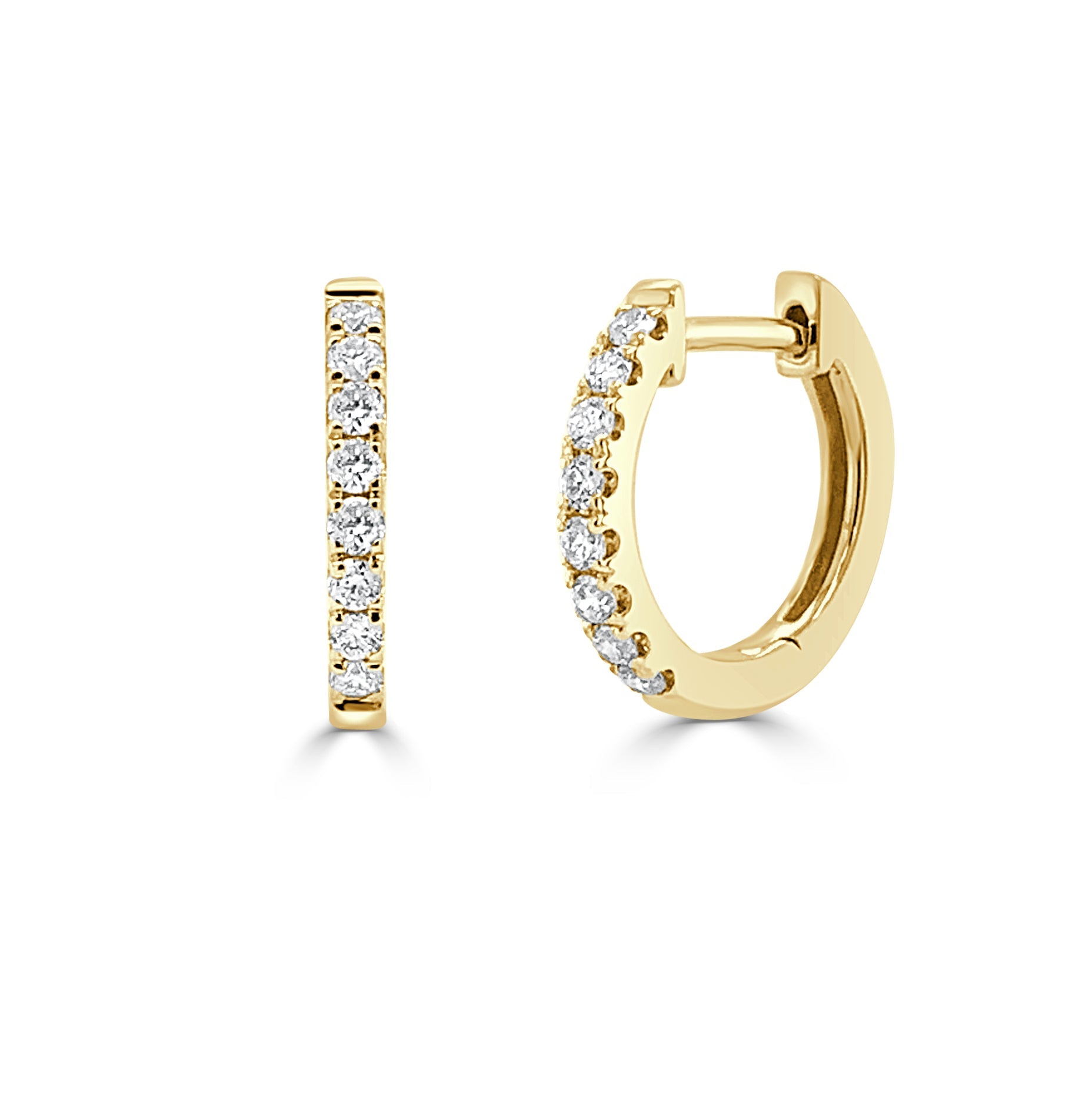 14k Gold & Diamond Huggie Earrings