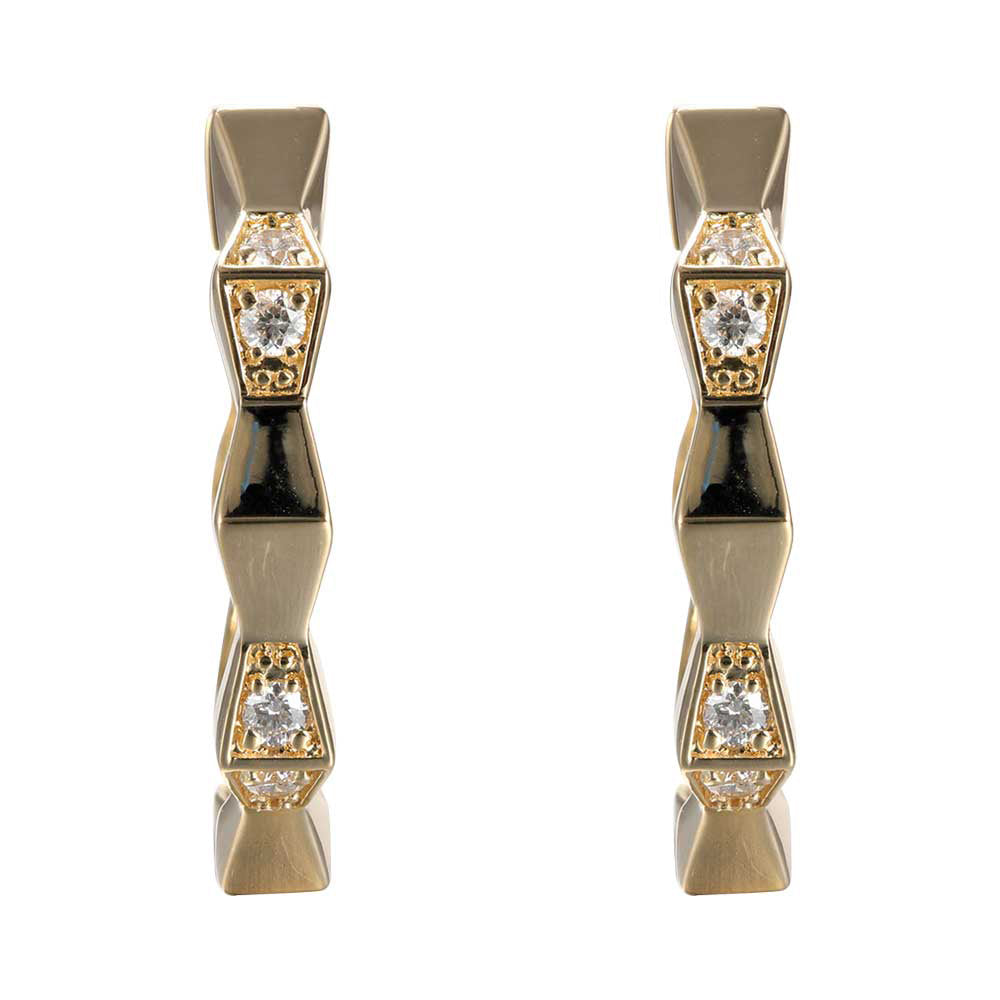 14K Yellow Gold 89 Facet Diamond 0.20 Ct Earring