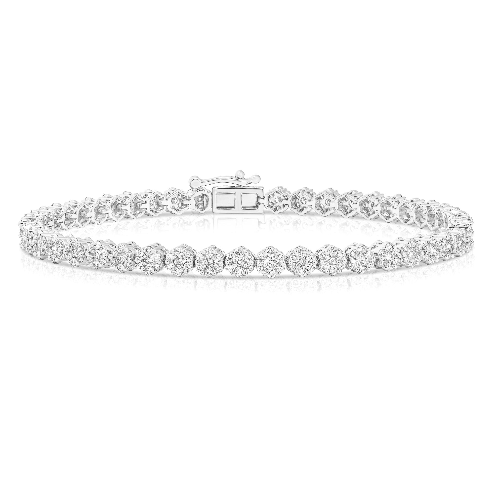 14K Flower Cluster Small Tennis Bracelet