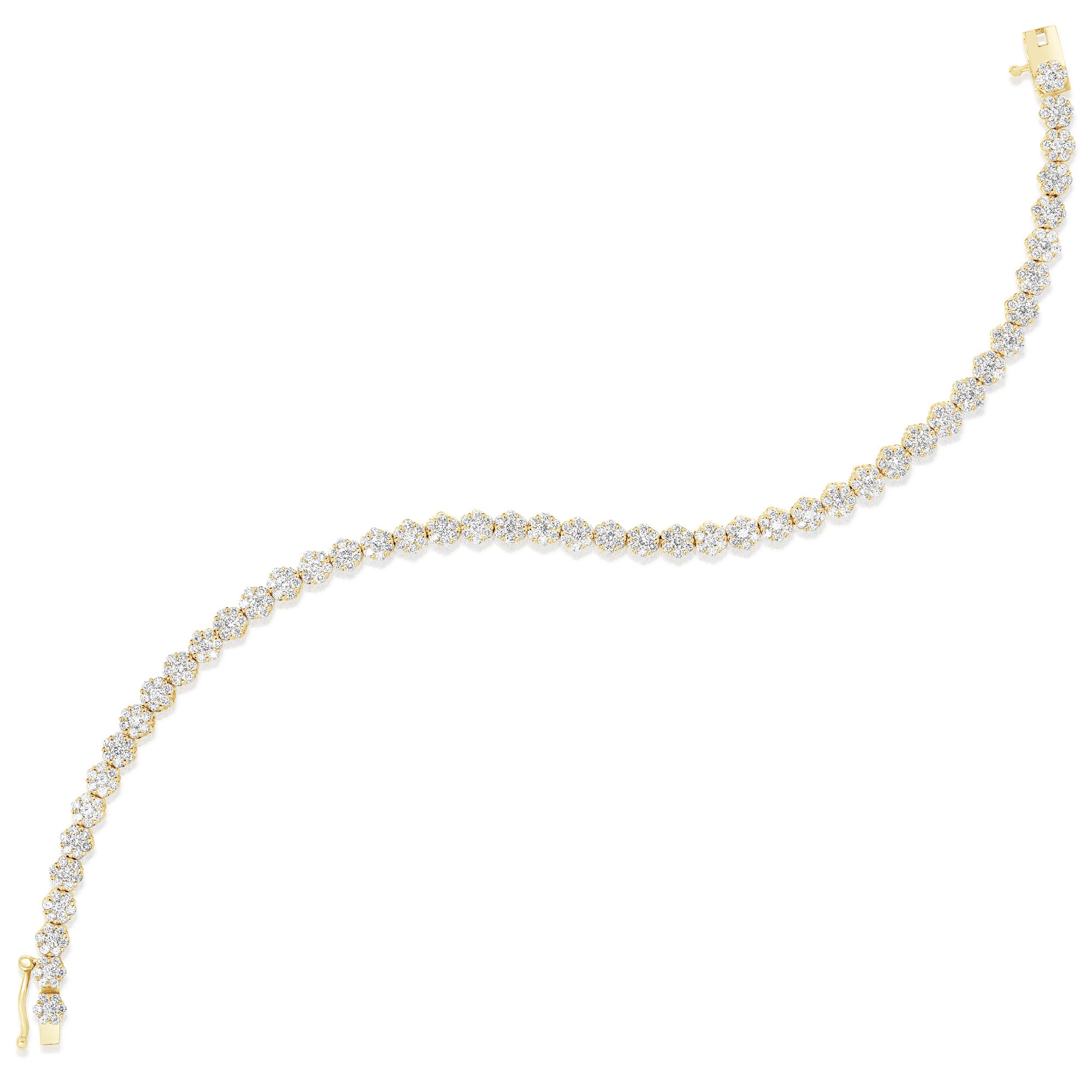 14K Flower Cluster Small Tennis Bracelet