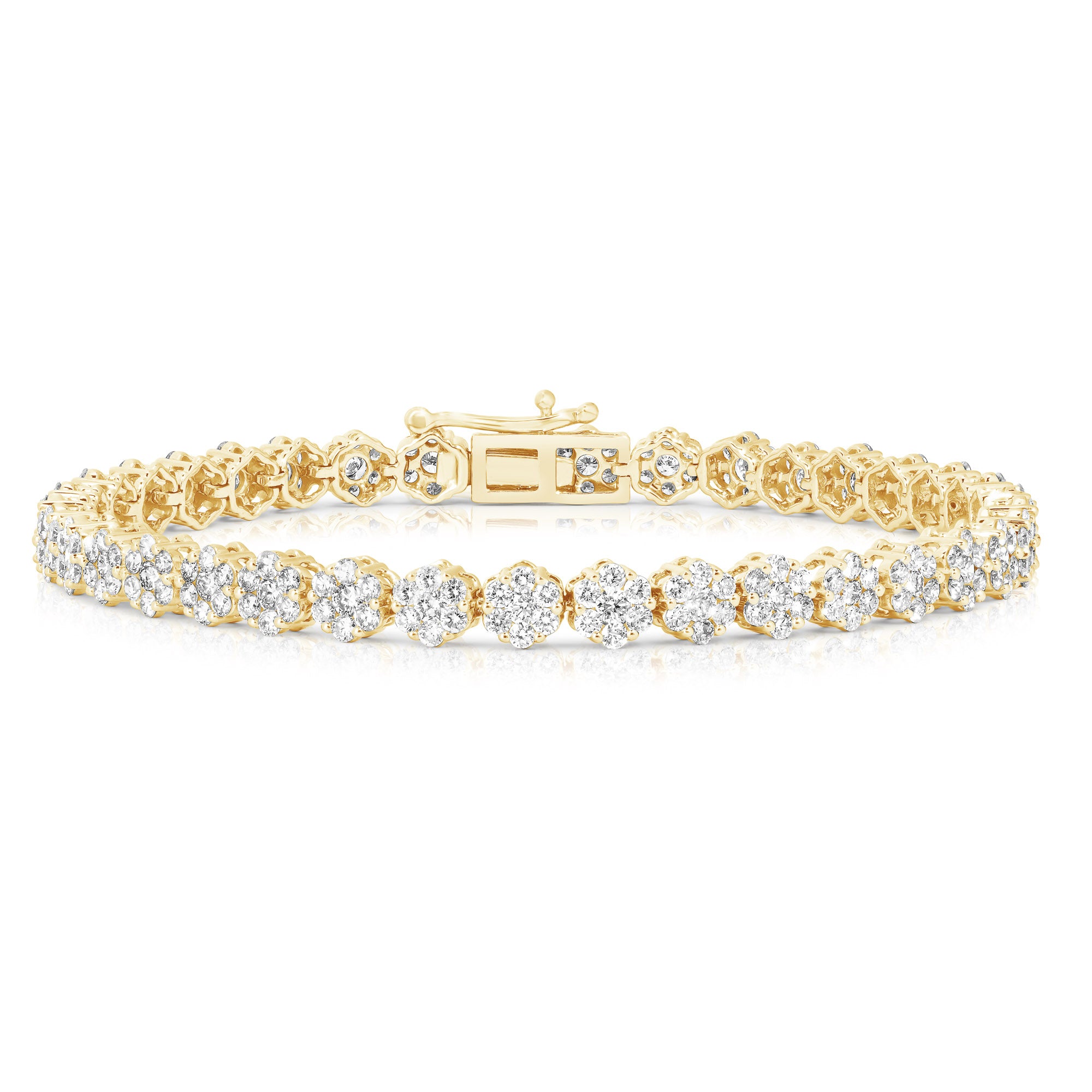 14K Flower Cluster Medium Tennis Bracelet