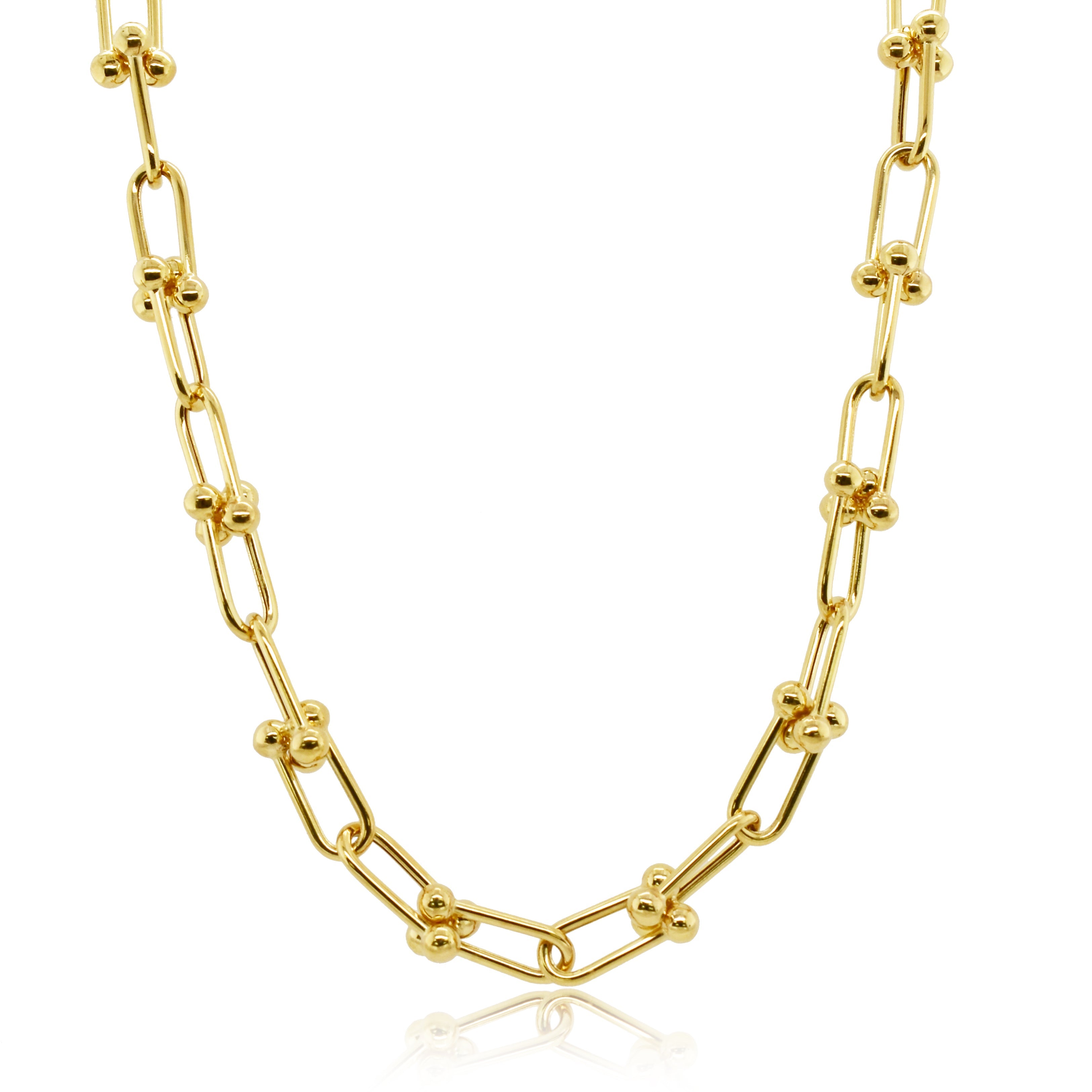 14k Gold Link & Bead Chain Necklace (Medium)