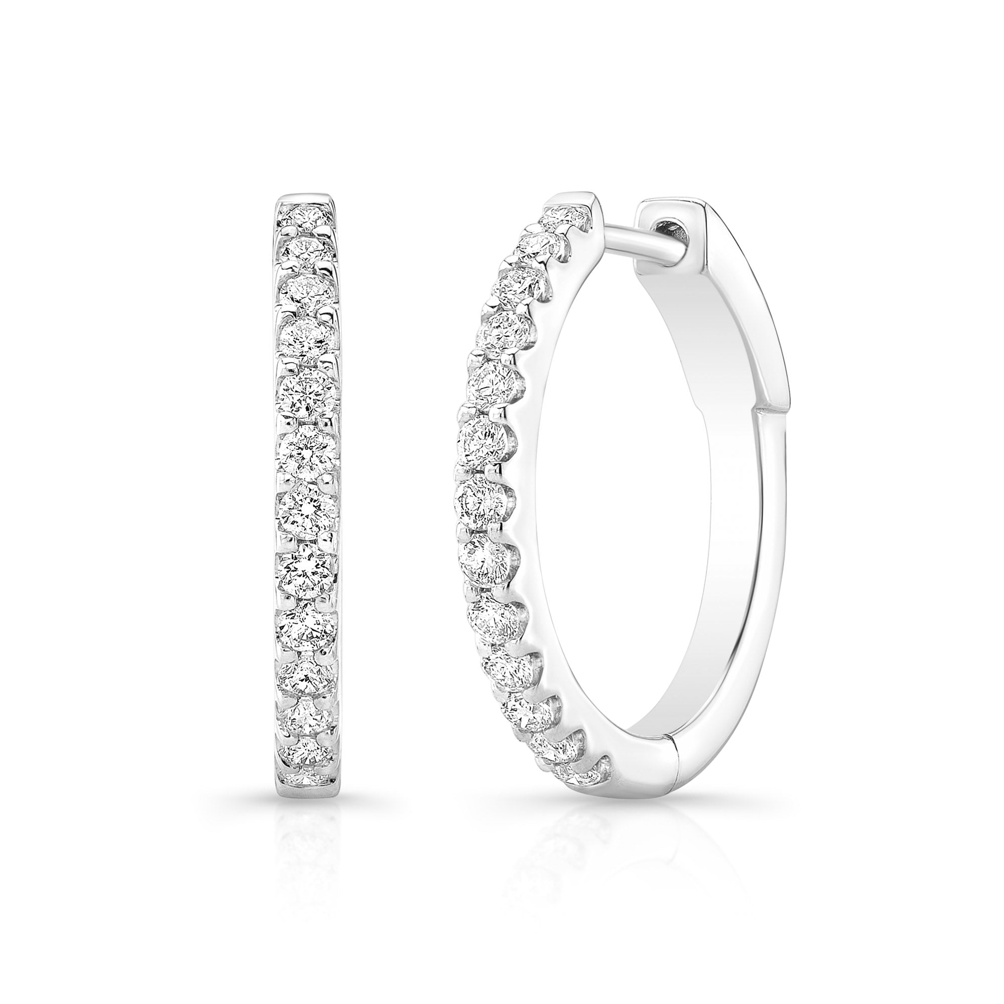 14K Premier Small Prong Set Round Hoops