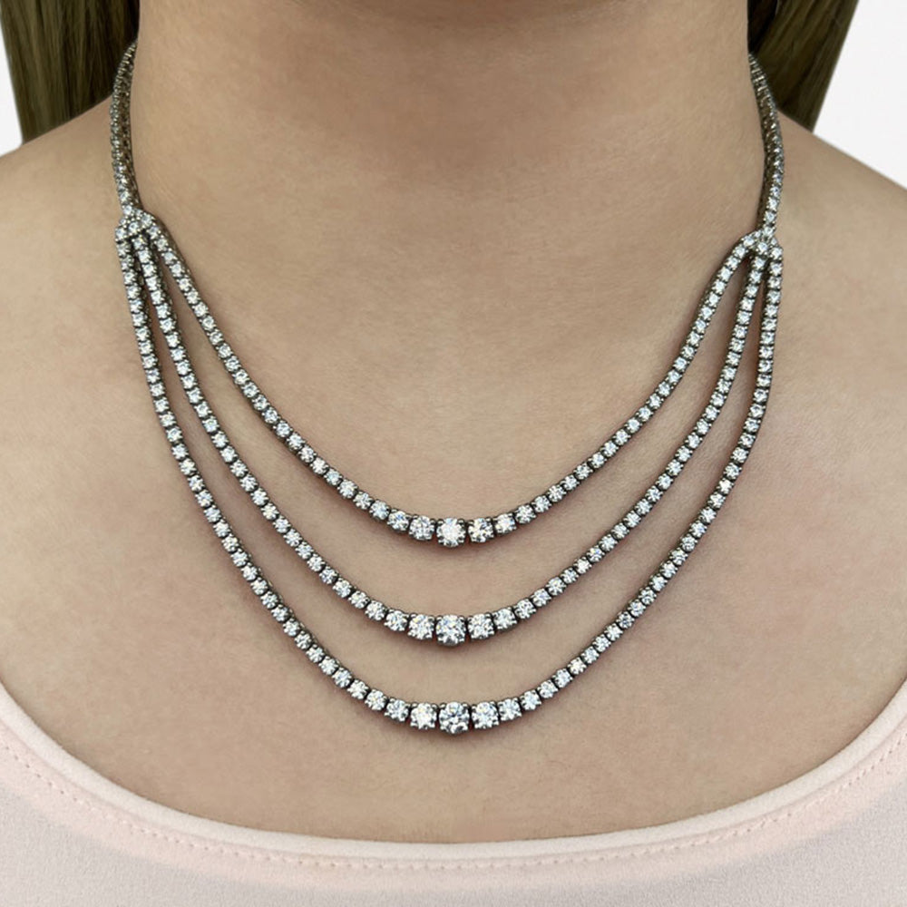 20 Carat Graduated Tennis Diamond Necklace In 14K White Gold – Gem Jewelers  Co.