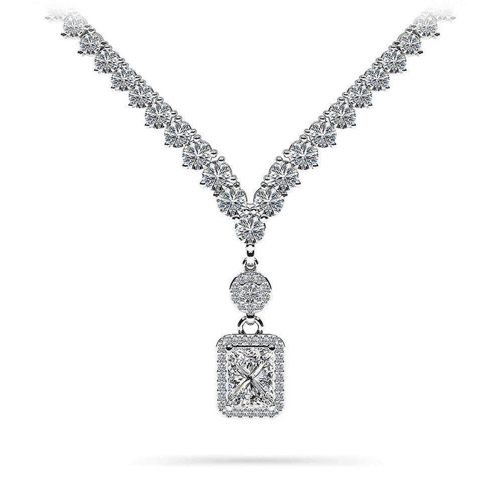 Love Spell Diamond Pendant 2 Row 3 Prong Necklace 