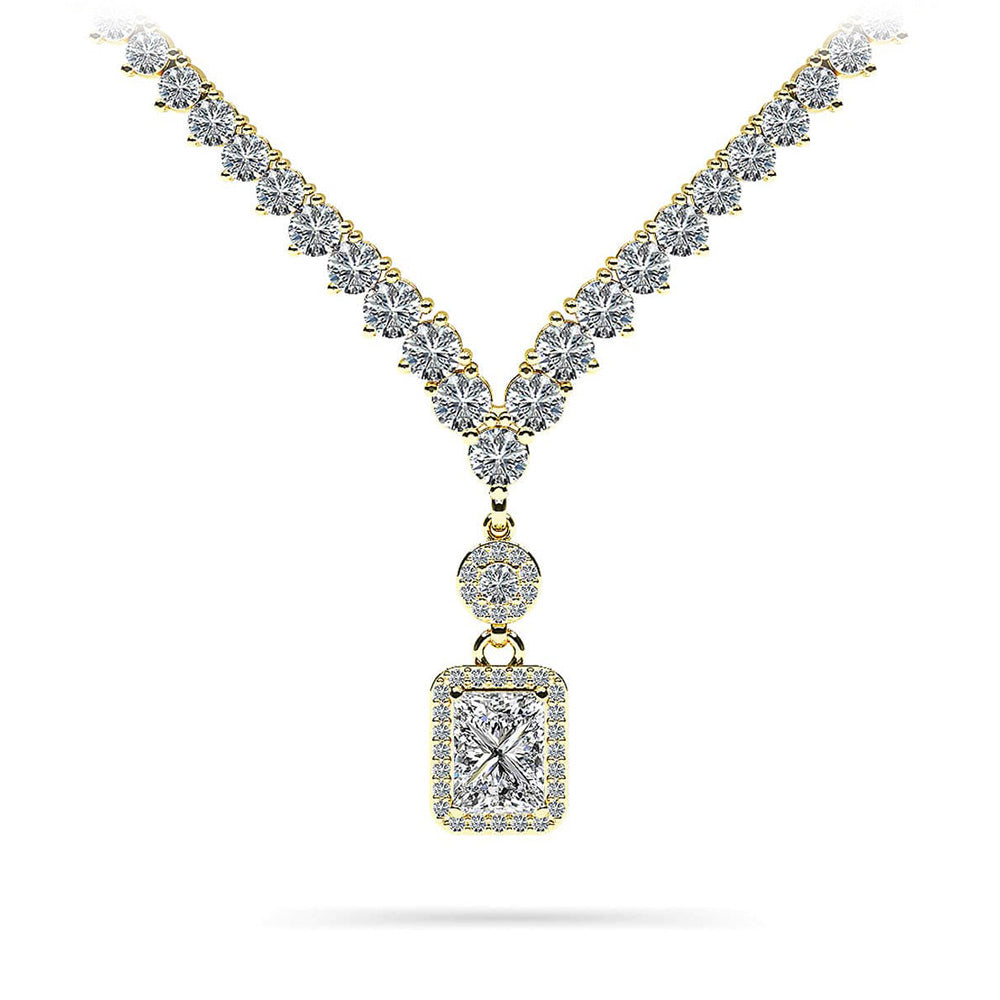 Love Spell Diamond Pendant 2 Row 3 Prong Necklace 