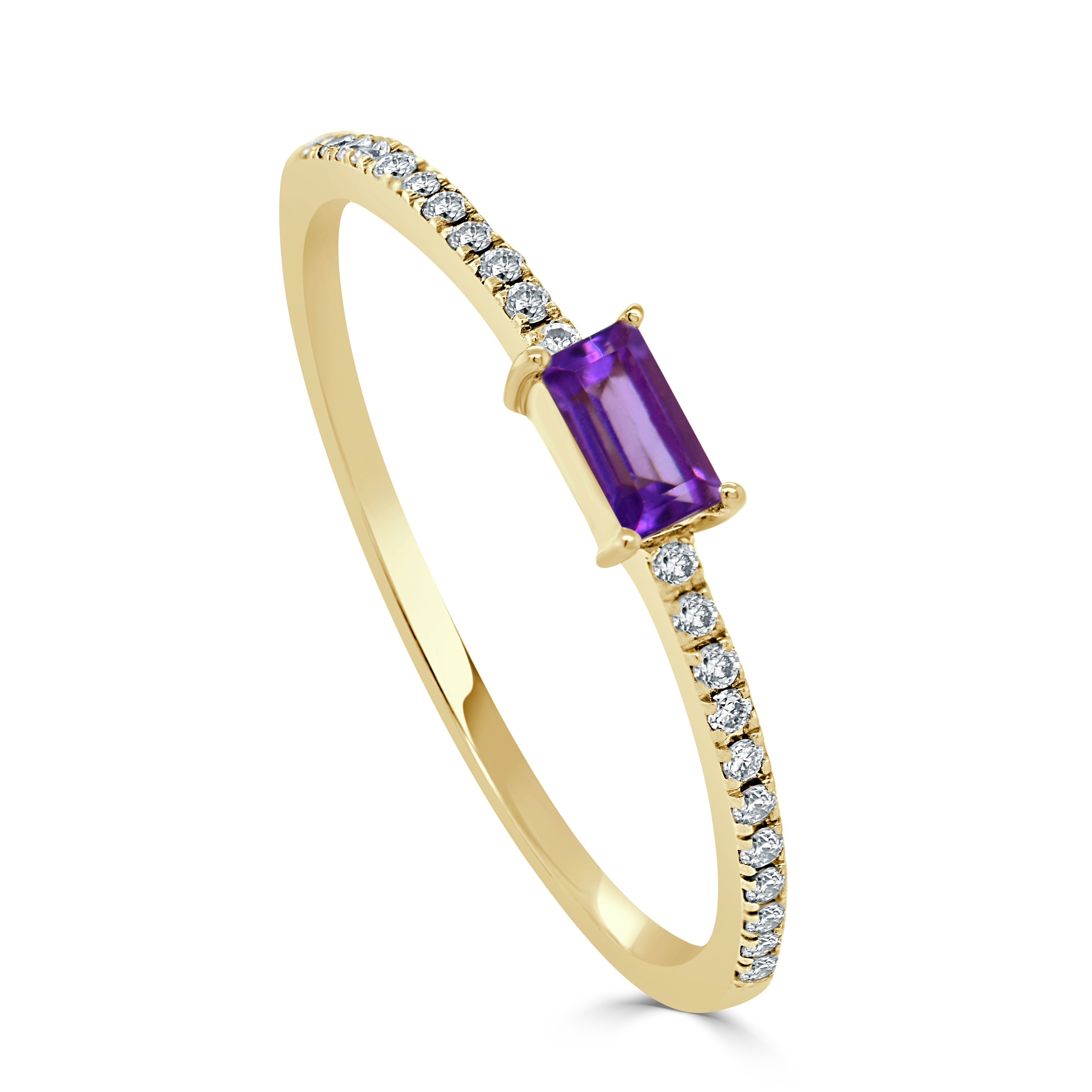 14k Gold & Amethyst Baguette Stackable Ring