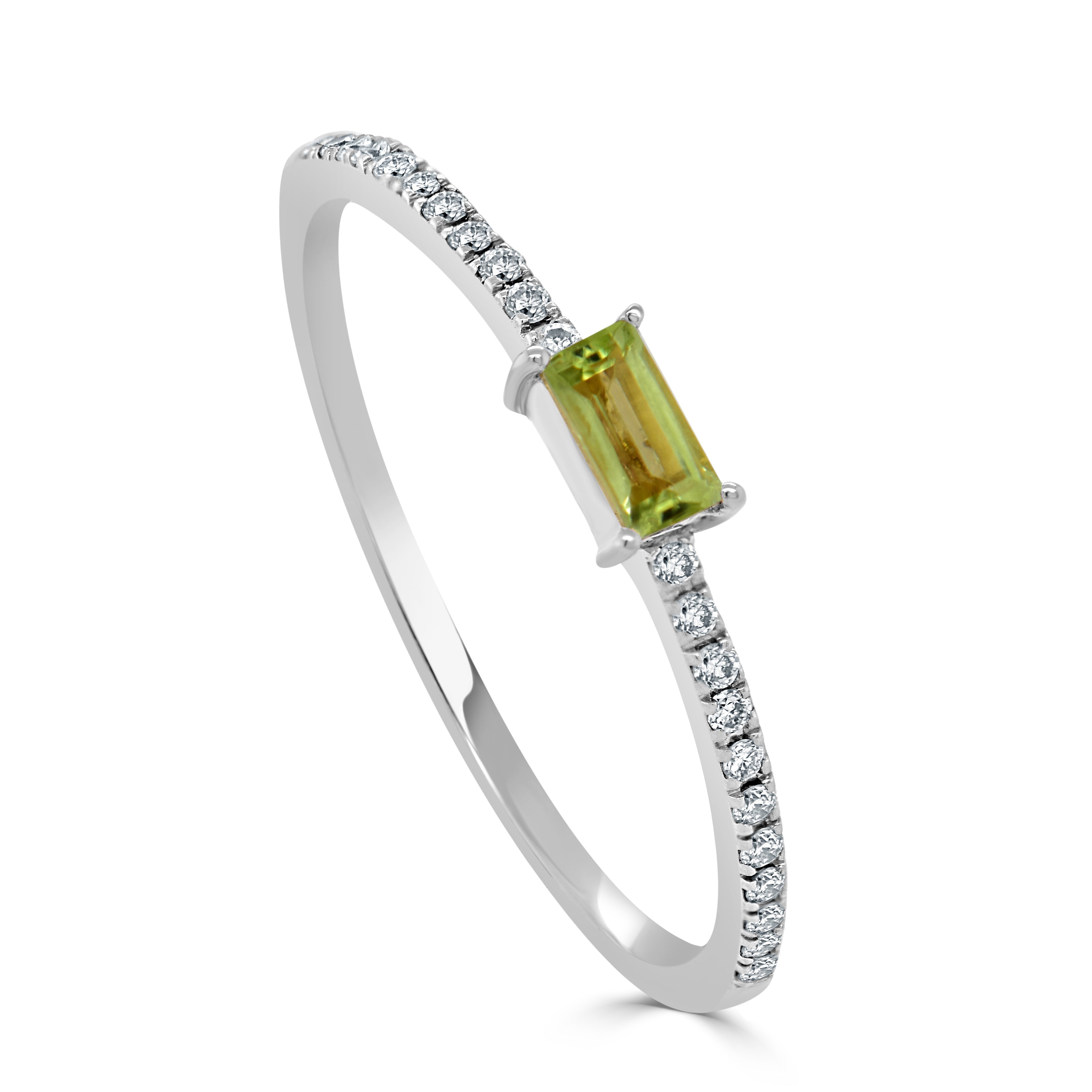 14k Gold & Peridot Baguette Stackable Ring